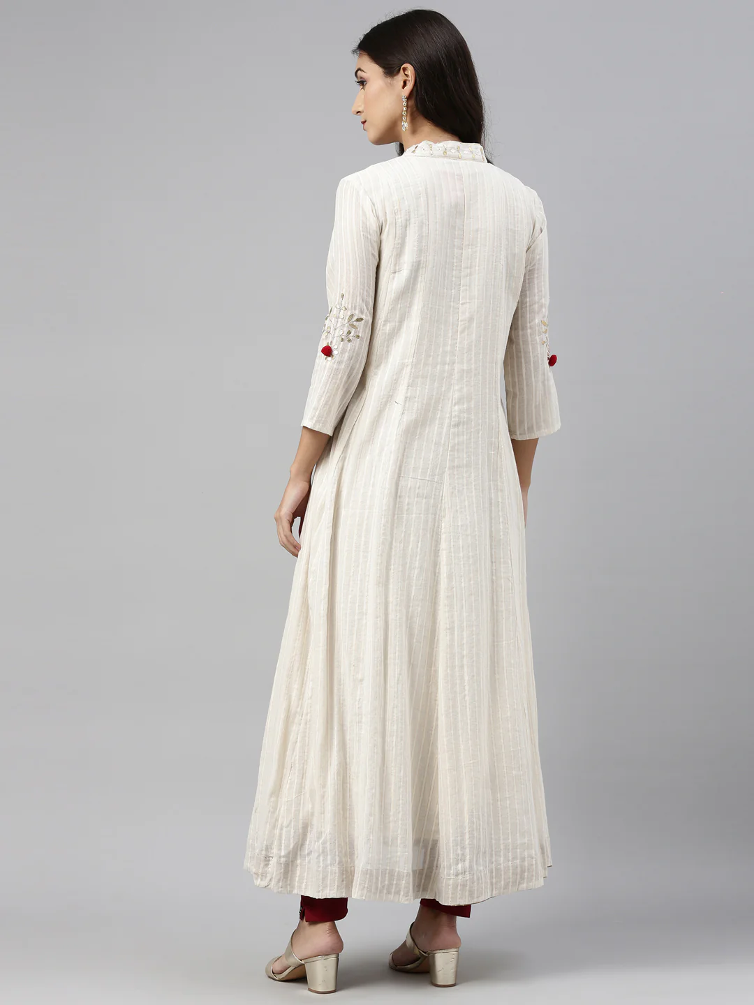 Neerus Cream Color Cotton Fabric Tunic - Image 4
