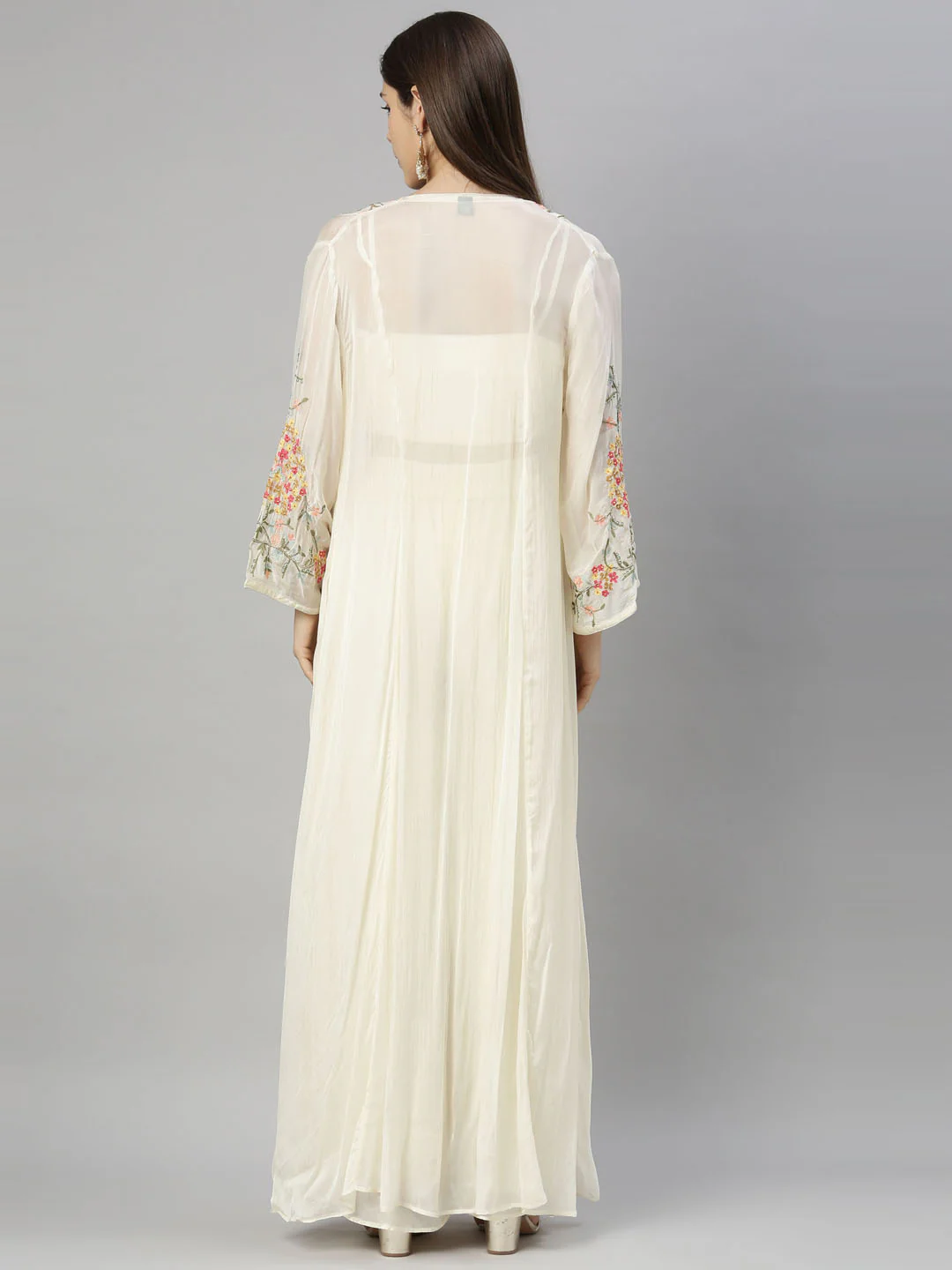 Neerus Cream Color Crepe Fabric Suit-Fusion - Image 8