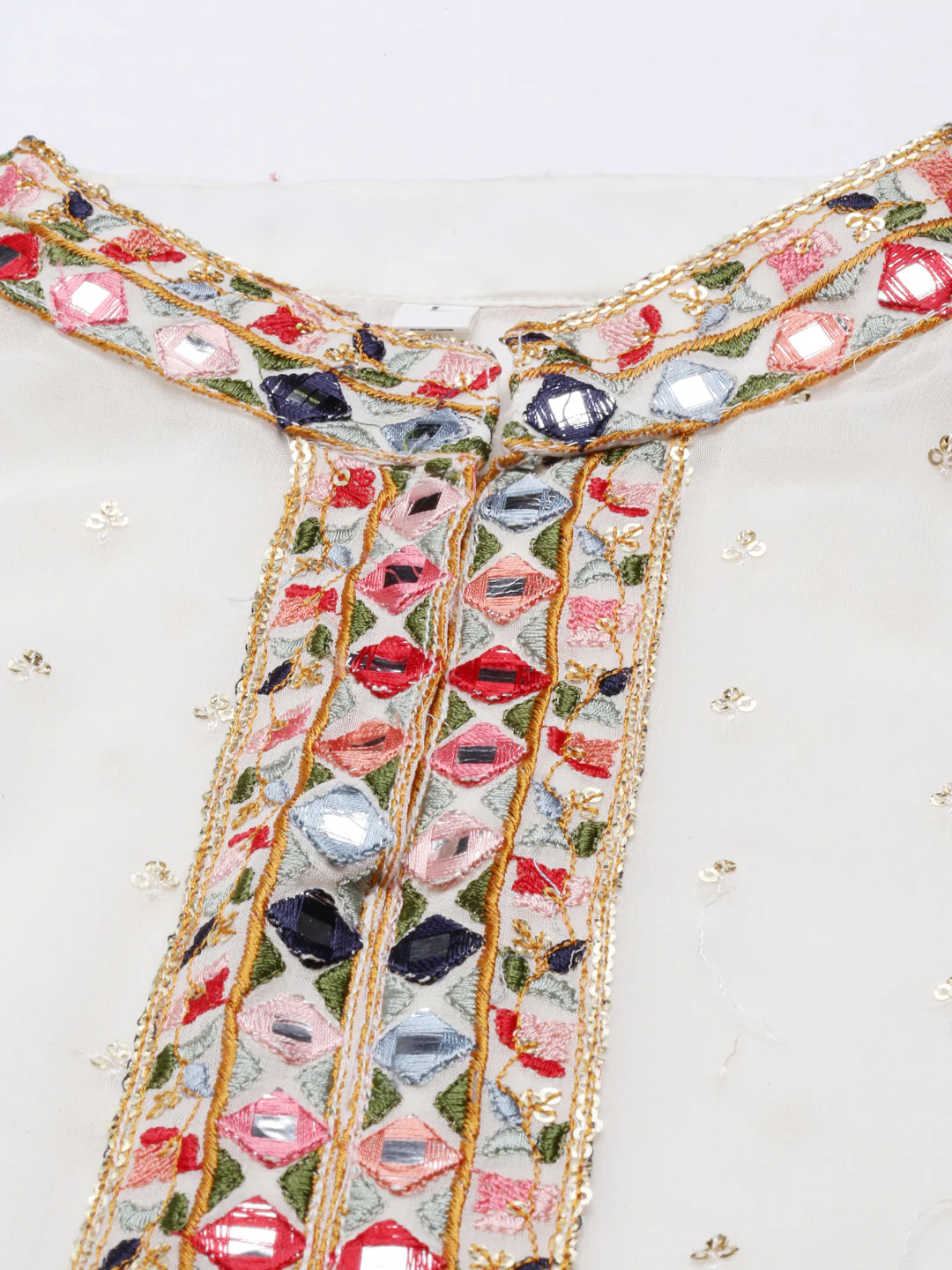 Neerus Cream Color Georgette Fabric Suit-Gharara - Image 5