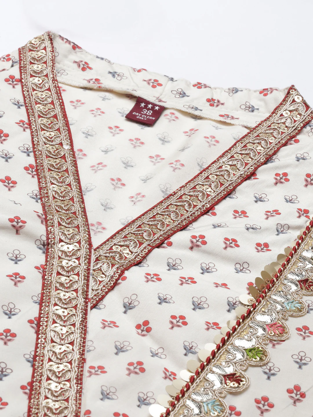 Neerus Cream Color Santoon Fabric Kurta - Image 2