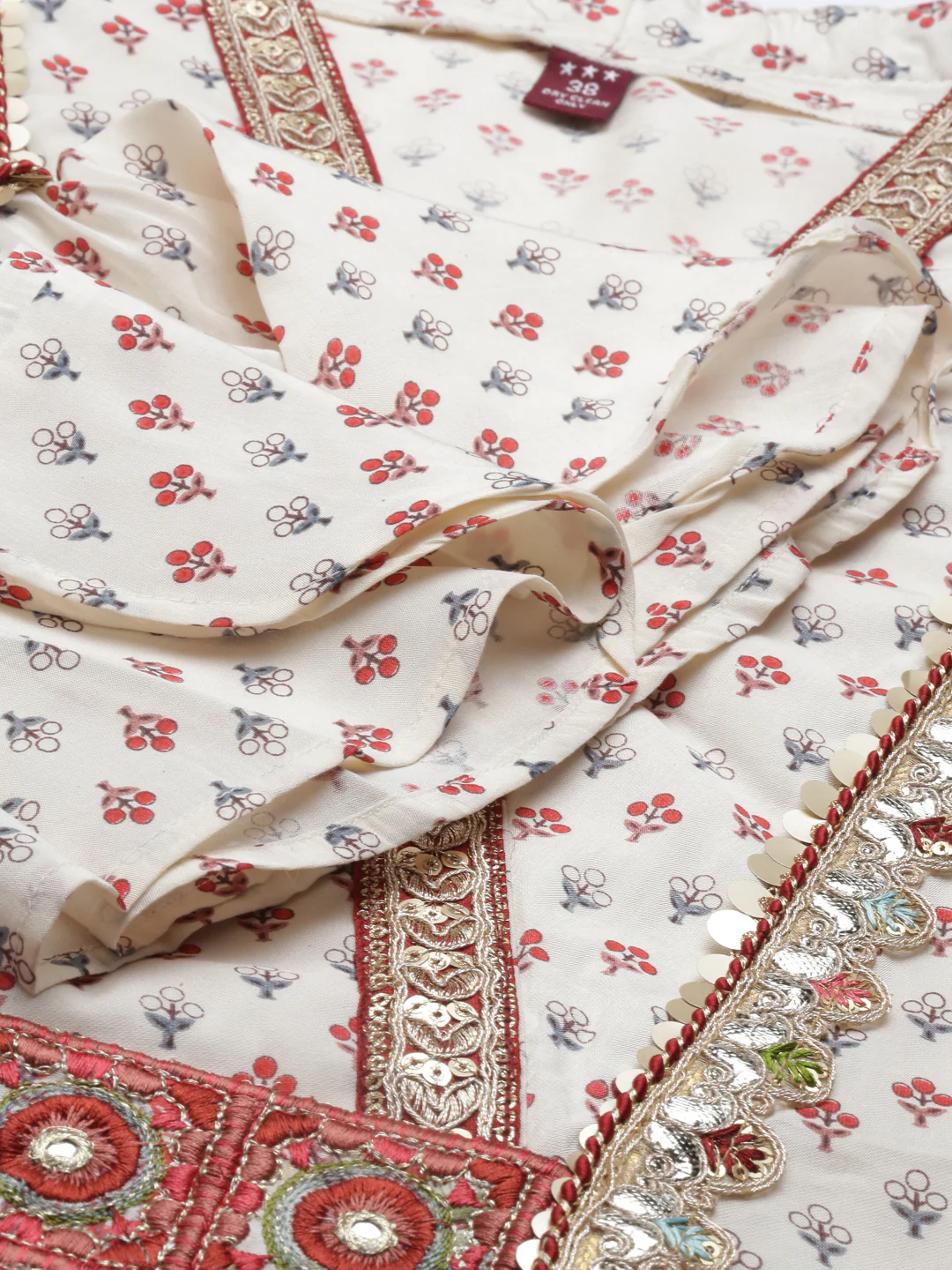 Neerus Cream Color Santoon Fabric Kurta - Image 7
