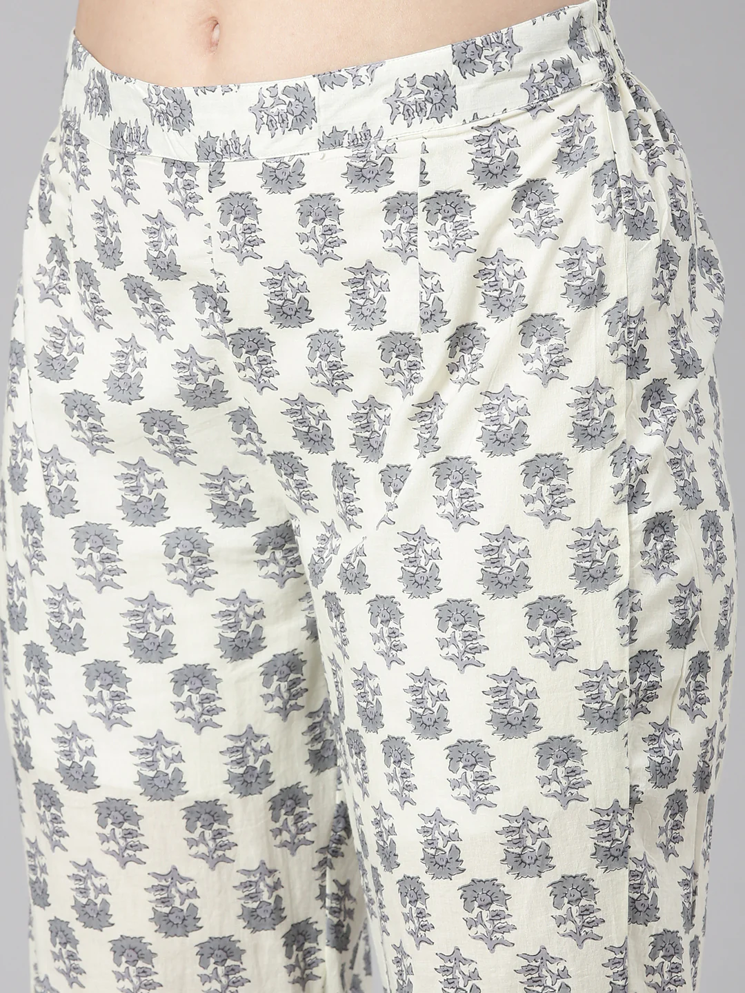 Neerus Cream Printed Anarkali Kurta and Trousers With Dupatta - Image 6