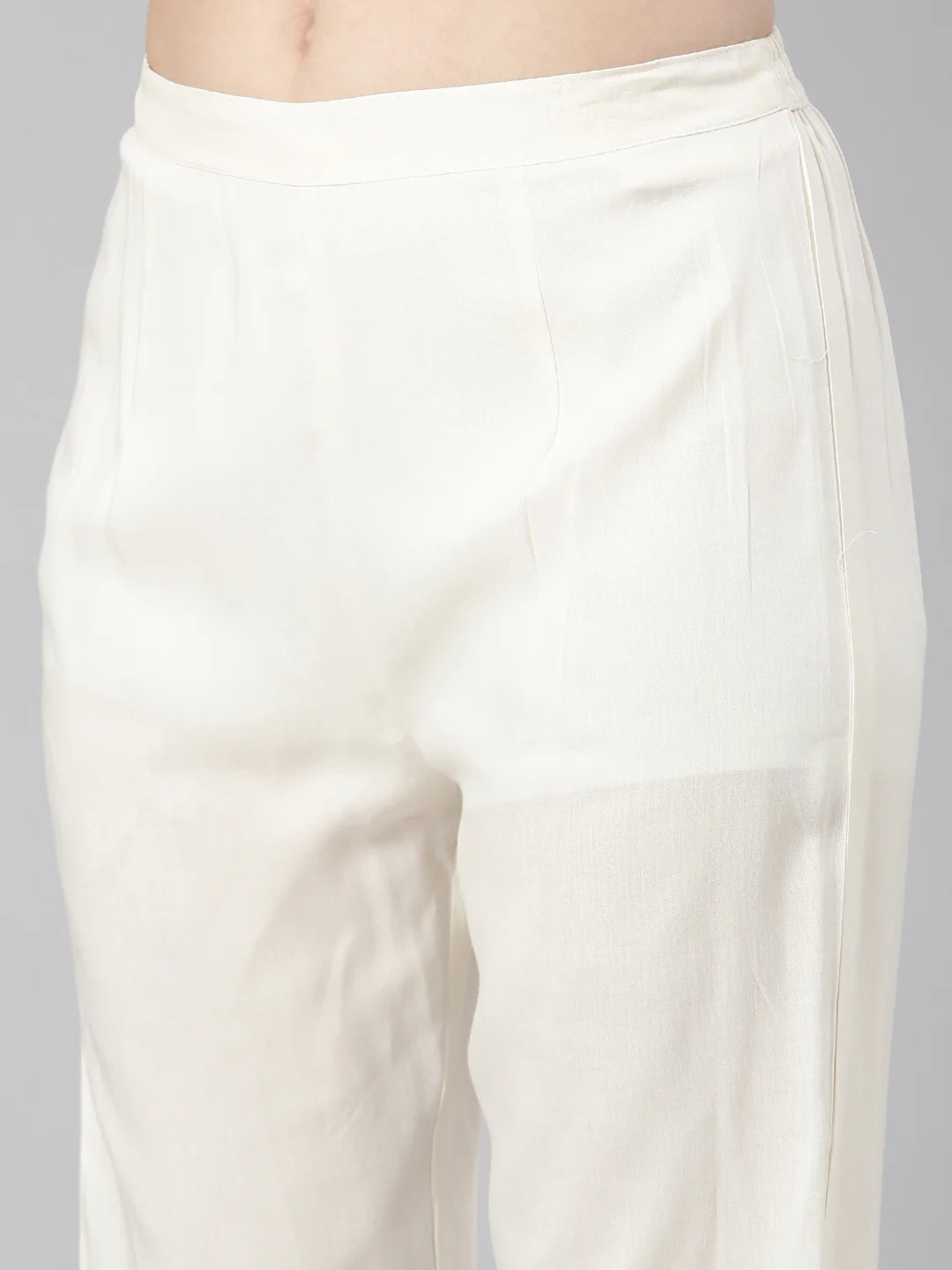 Neerus Cream Printed Straight Kurta and Trousers With Dupatta - Image 6