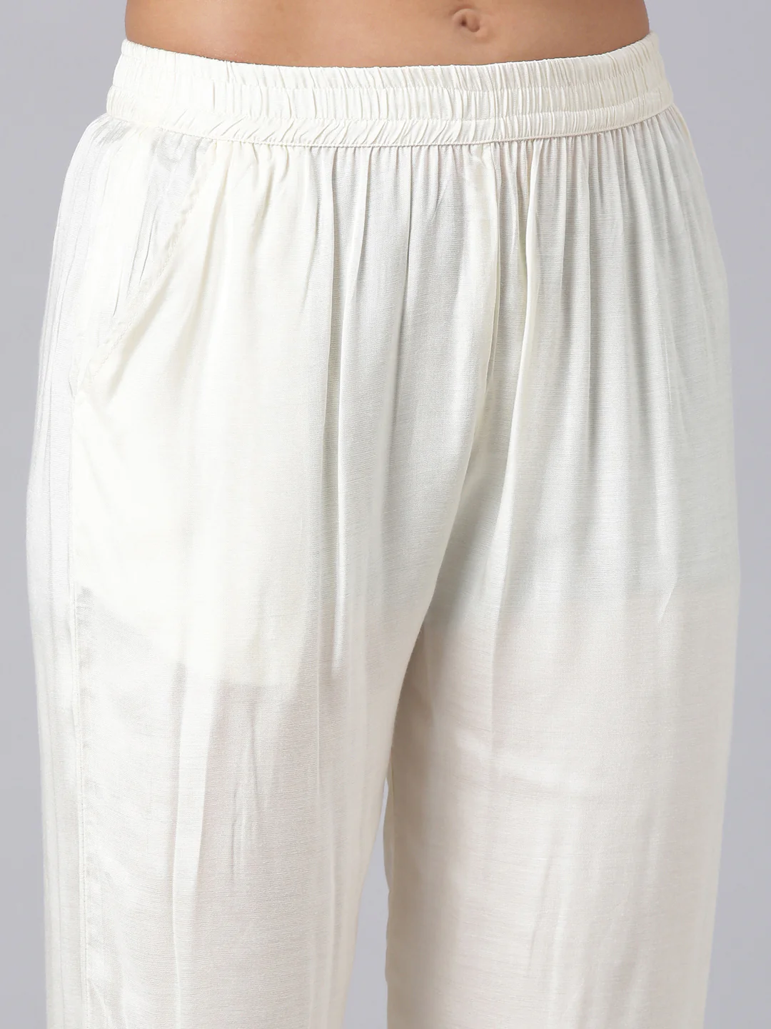 Neerus Cream Printed Straight Kurta And Trousers With Dupatta - Image 4