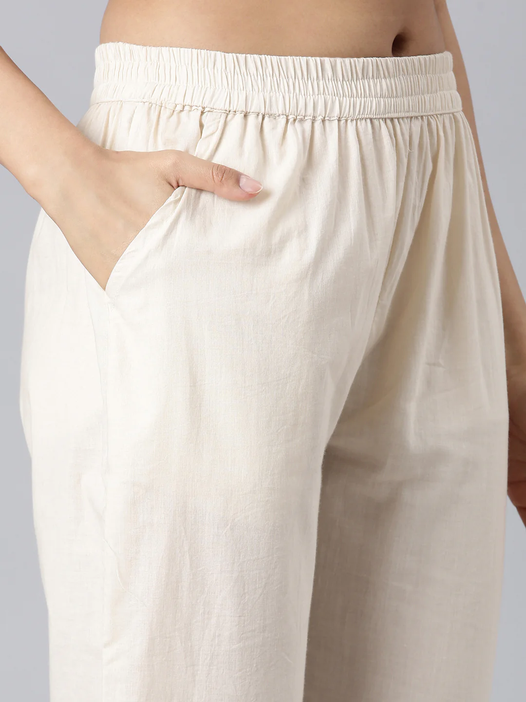 Neerus Cream Printed Straight Kurta and Trousers With Dupatta - Image 6
