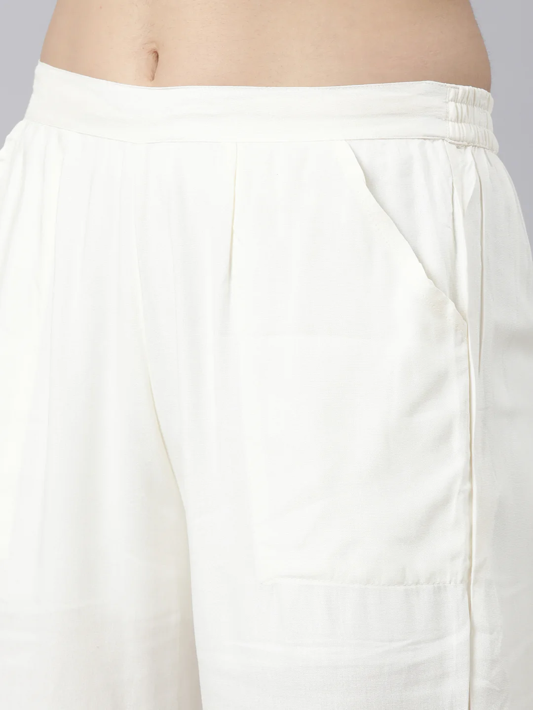 Neerus Cream Regular Straight Floral Kurta And Trousers With Dupatta - Image 6