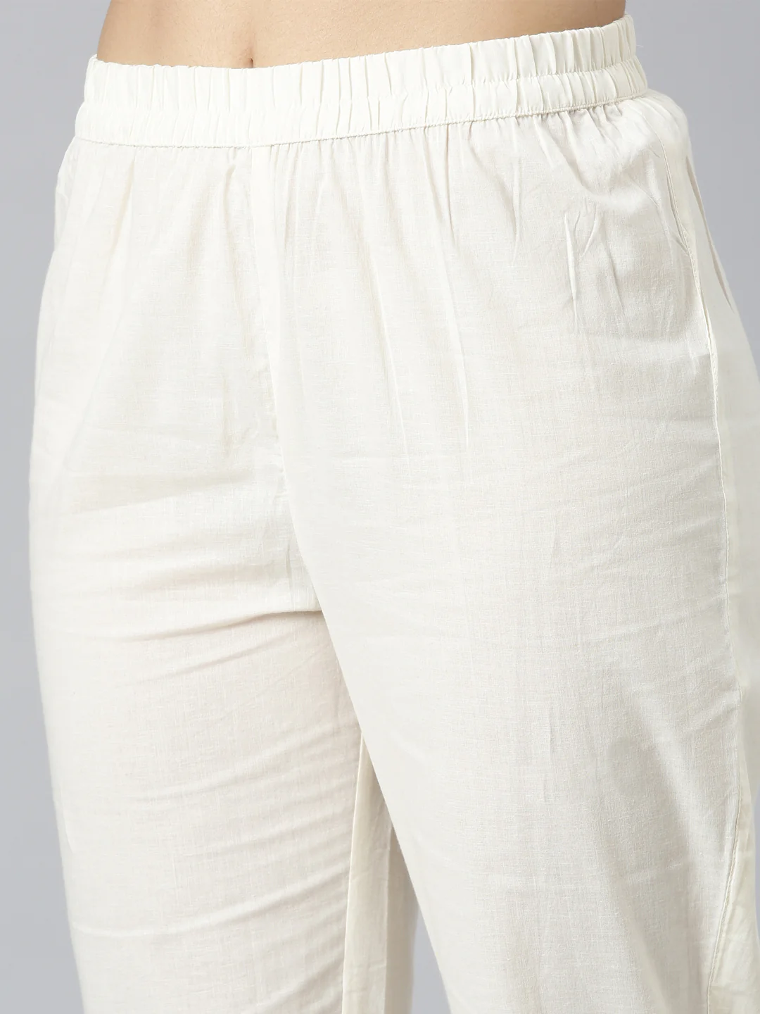Neerus Cream Regular Straight Printed Kurta and Trousers With Dupatta - Image 6