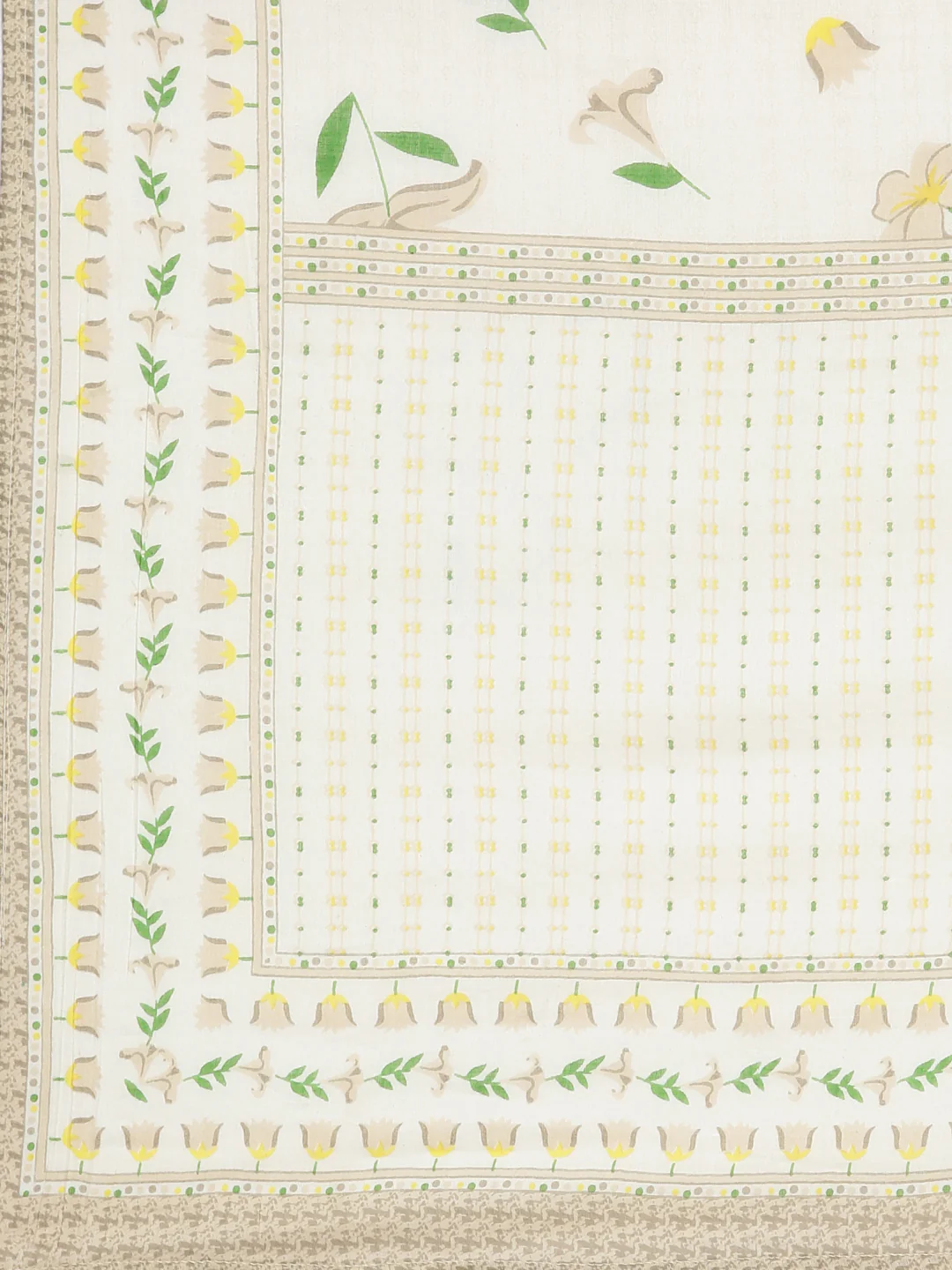 Neerus Cream Regular Straight Printed Kurta and Trousers With Dupatta - Image 7