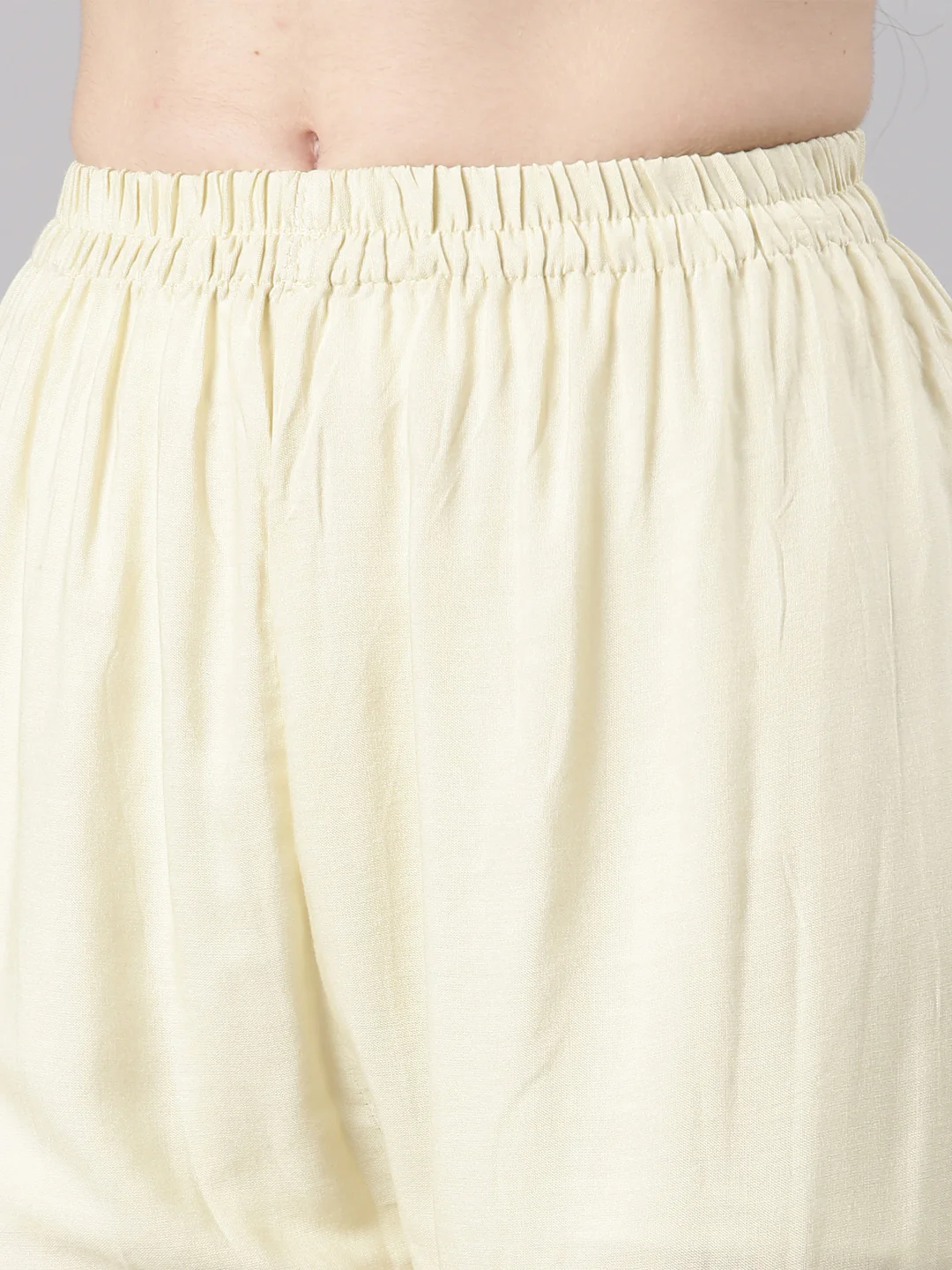 Neerus Cream Straight Casual Abstract Kurta and Trouser with Dupatta - Image 7