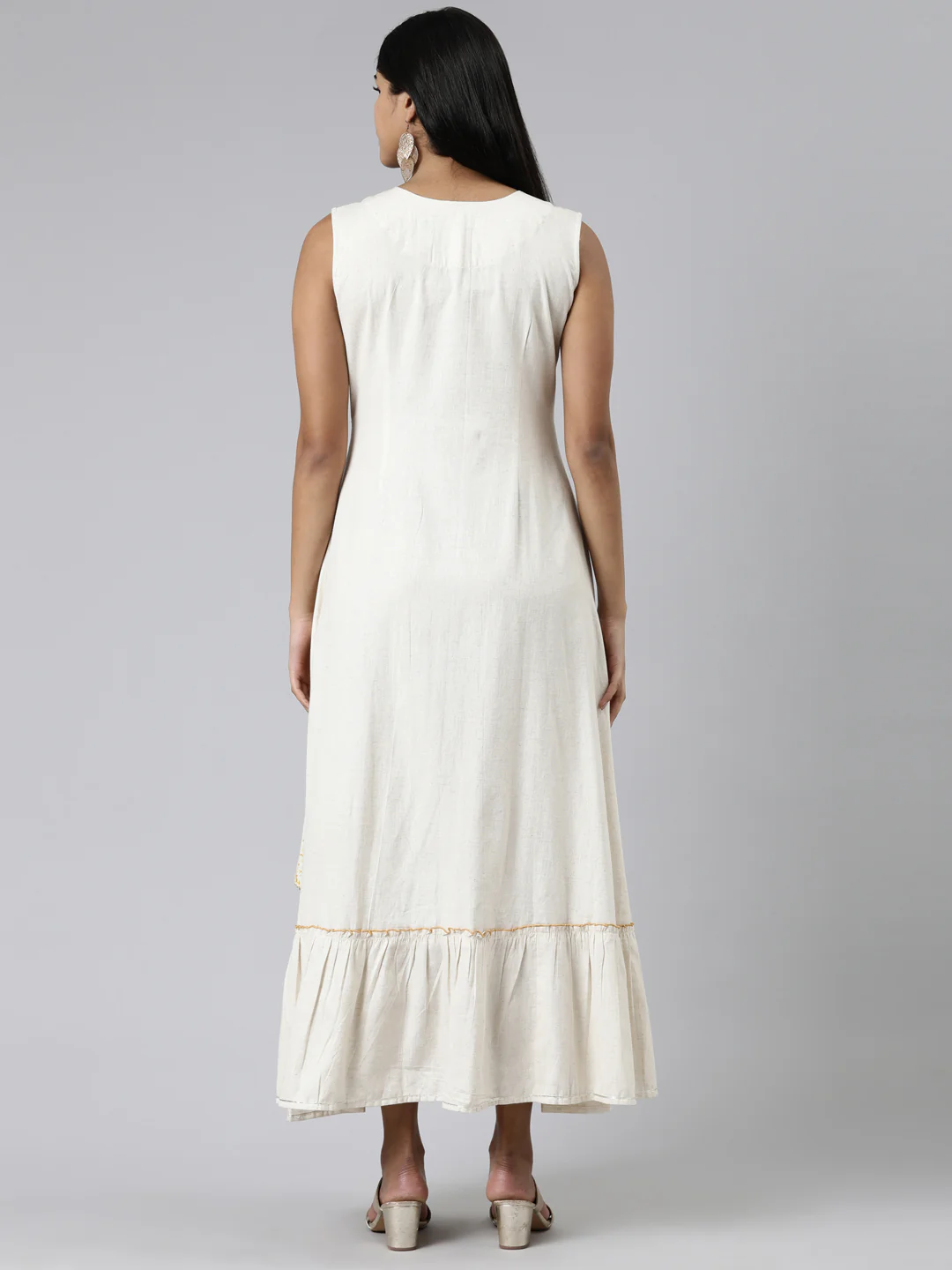 Neerus Cream Straight Printed Viscose Rayon Kurta - Image 3