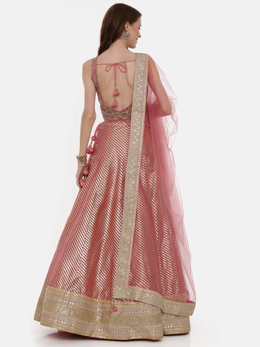 Neerus D Pink Color Chanderi Fabric Ghagra Set - Image 4