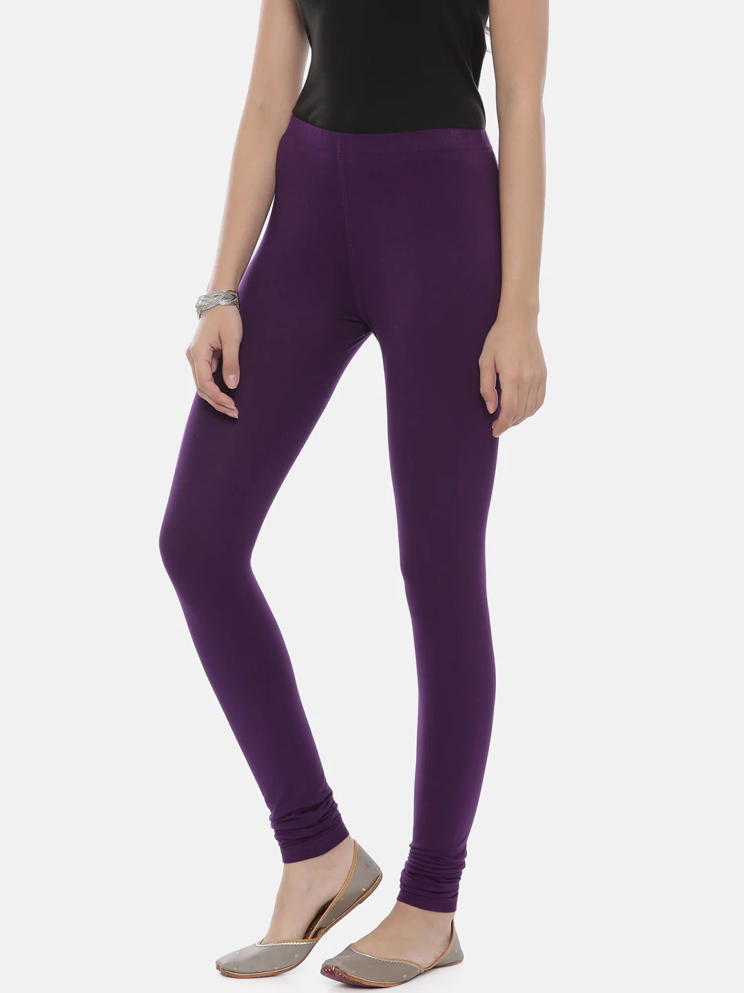 Neerus D Purple Color Lycra Fabric Leggings - Image 2