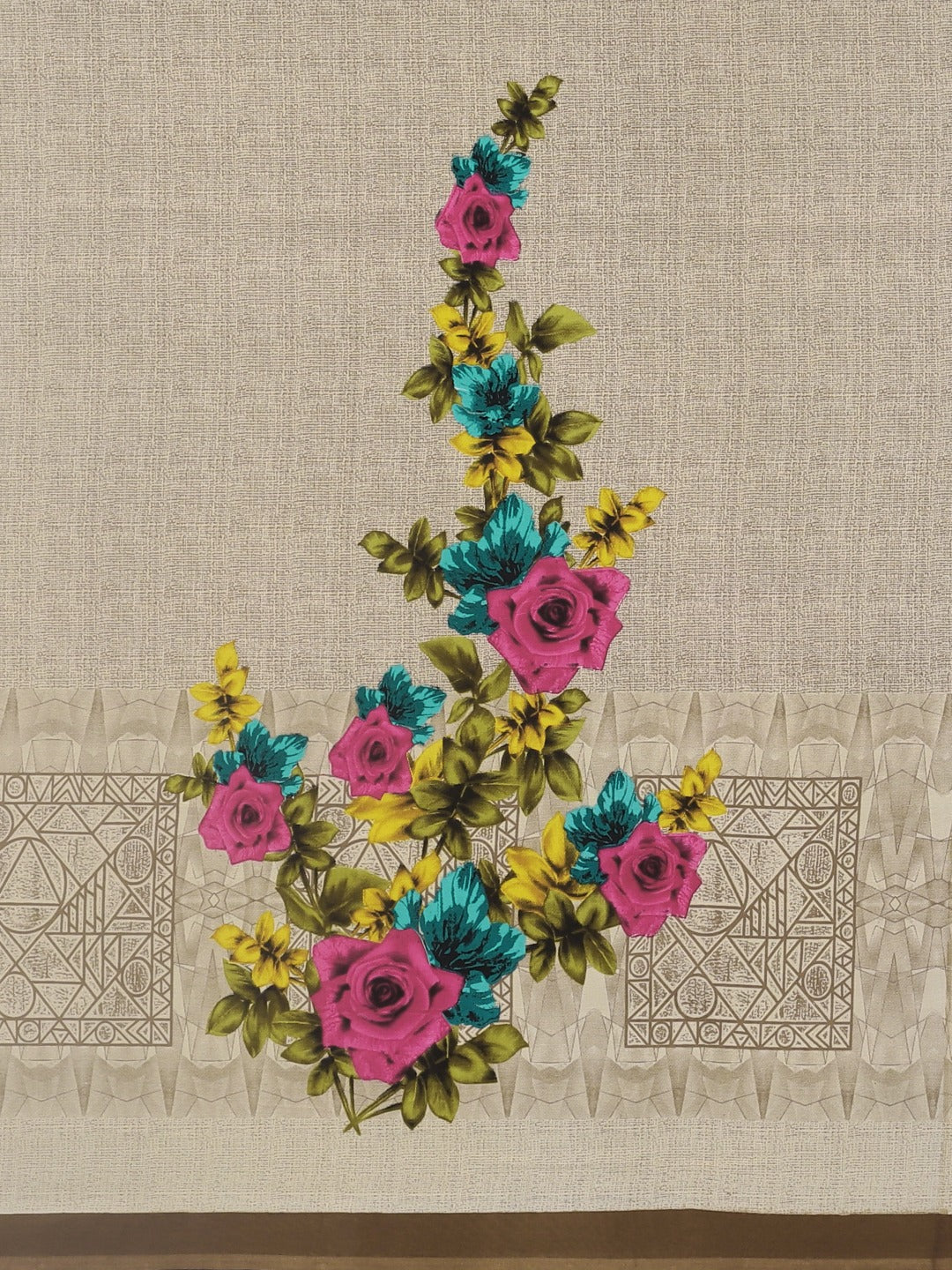 Neerus Ecru Printed Saree With Blouse - Image 3