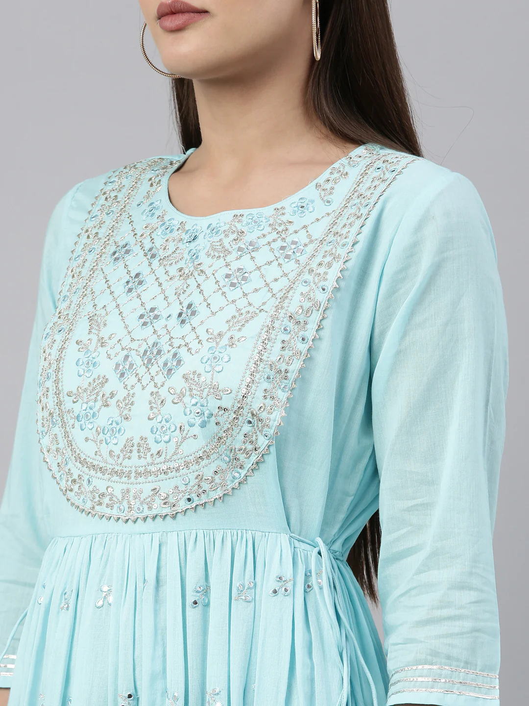 Neerus Ferozi Color Cotton Fabric Kurta - Image 9