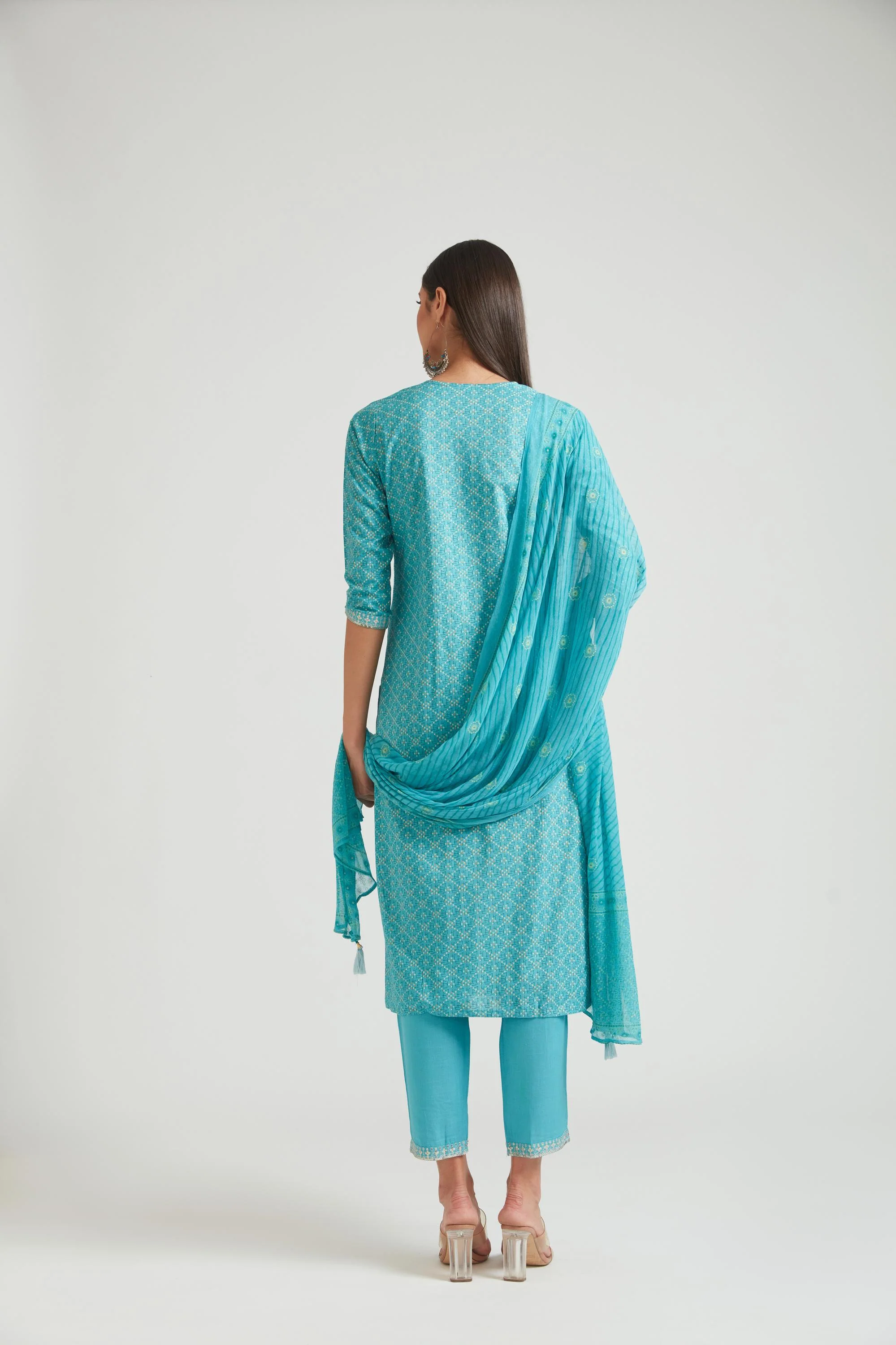 Neerus Ferozi Color Cotton Fabric Salwar Kameez - Image 2