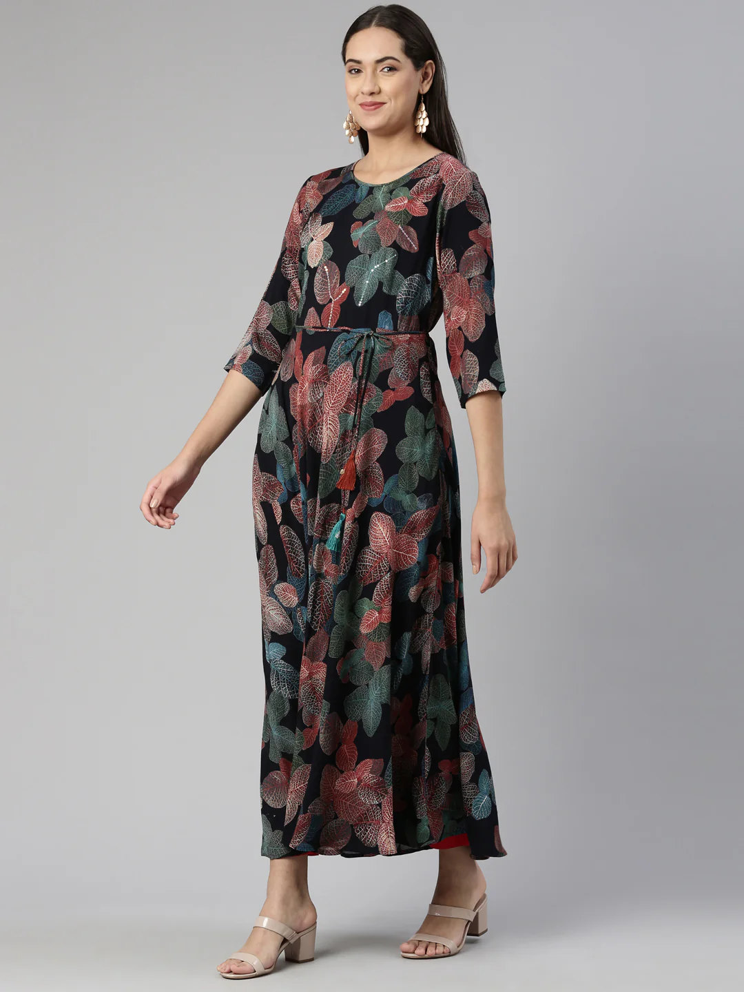 Neerus Floral Ethnic Maxi Dress - Image 2
