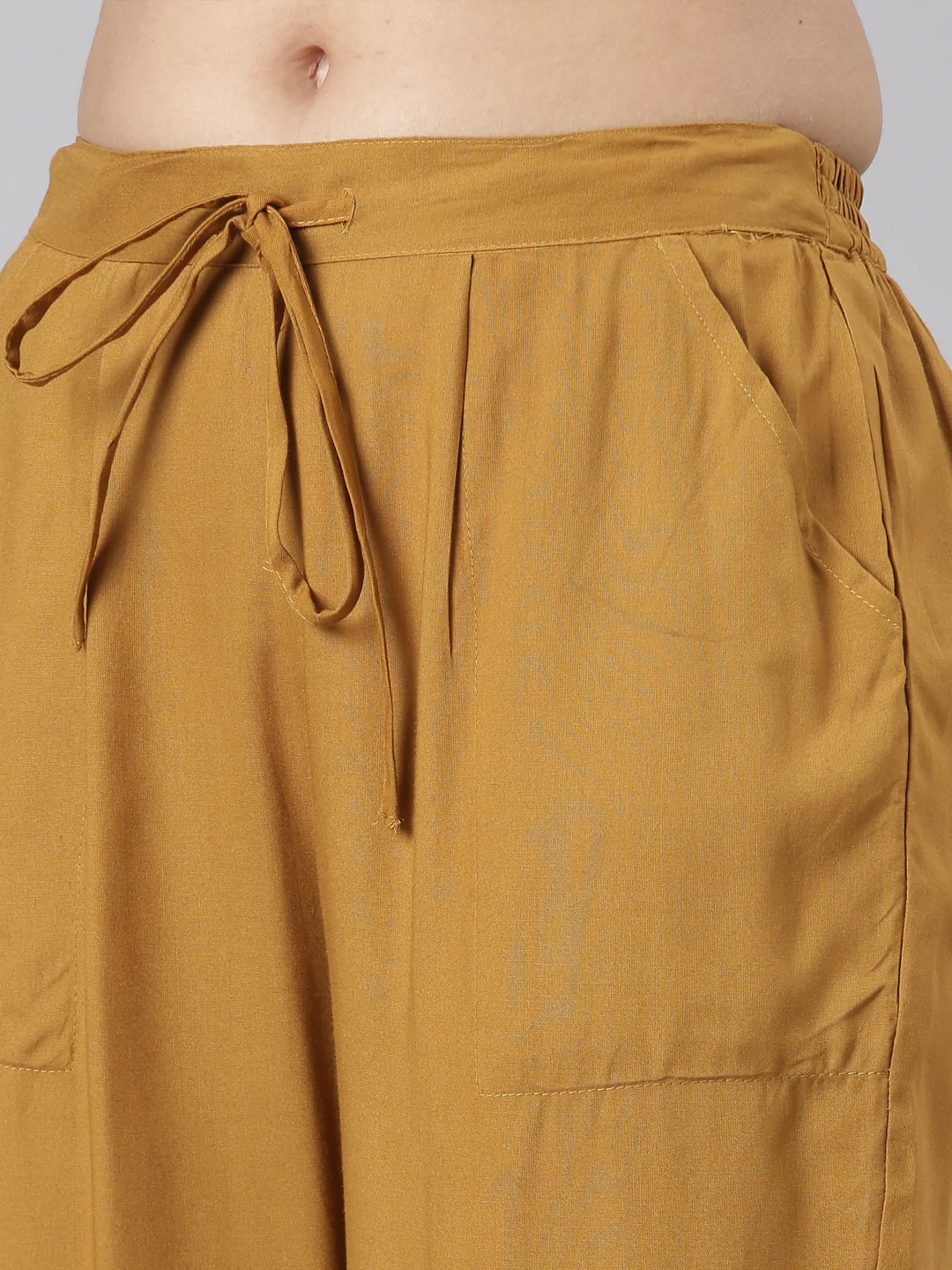Neerus Gold Straight Casual Floral Kurta and Trouser with Dupatta - Image 7