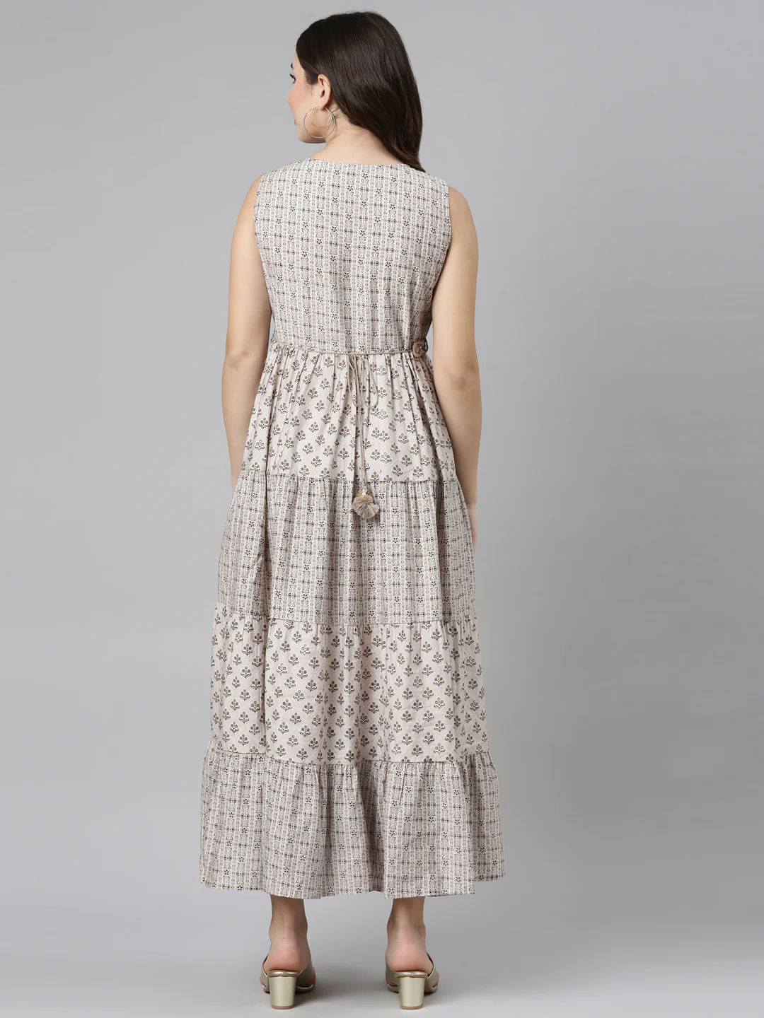 Neerus Gold Straight Casual Printed Gown - Image 3