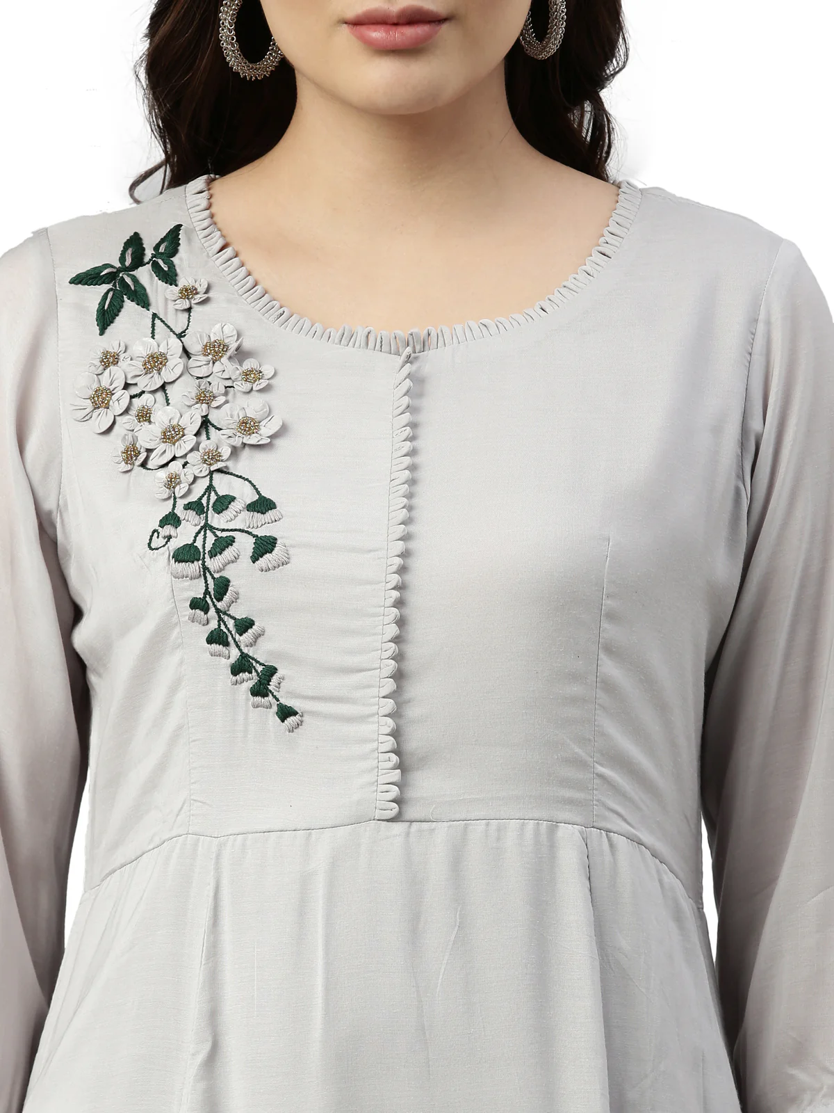 Neerus Grey Color Muslin Fabric Kurta - Image 2
