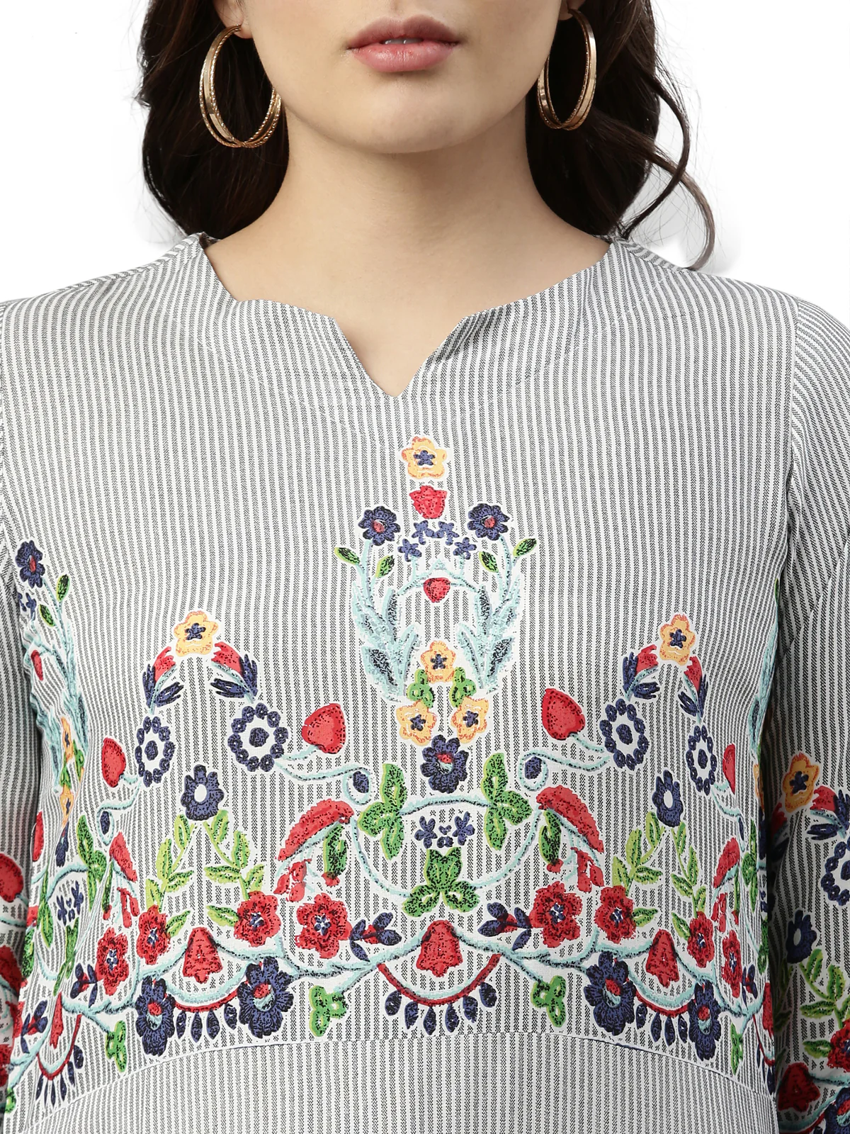 Neerus Gray Color Rayon Fabric Kurta - Image 2