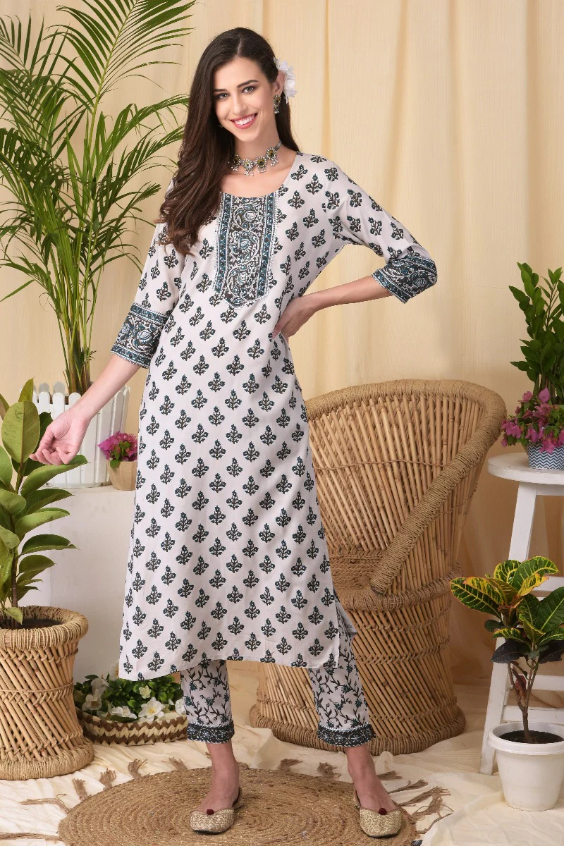 Neerus Gray Colour Cotton Fabric Suit