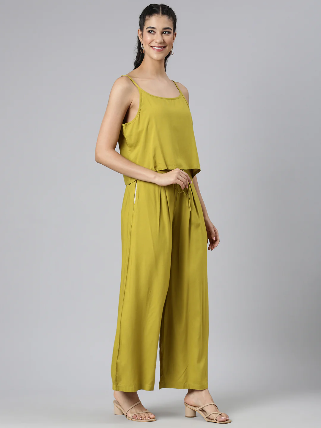 Neerus Green Casual Printed Straight Kurta and Palazzos - Image 5