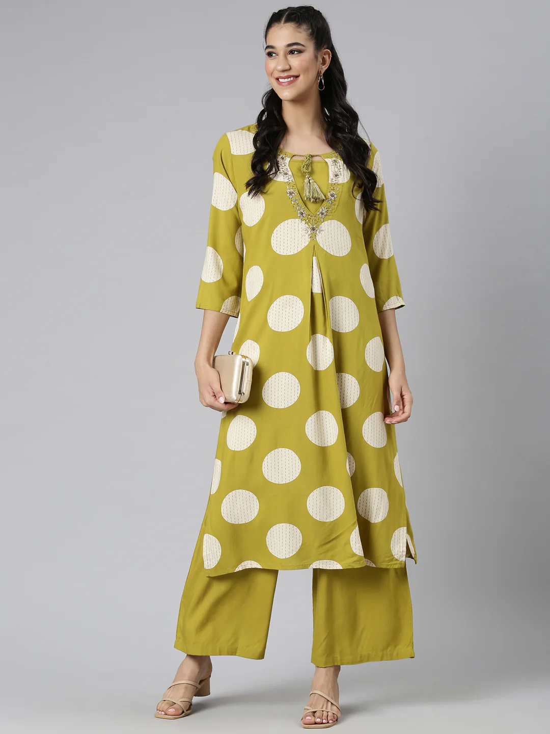 Neerus Green Casual Printed Straight Kurta and Palazzos - Image 7