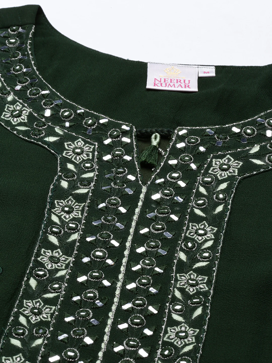 Neerus Green Color Georgette Fabric Kurta - Image 2