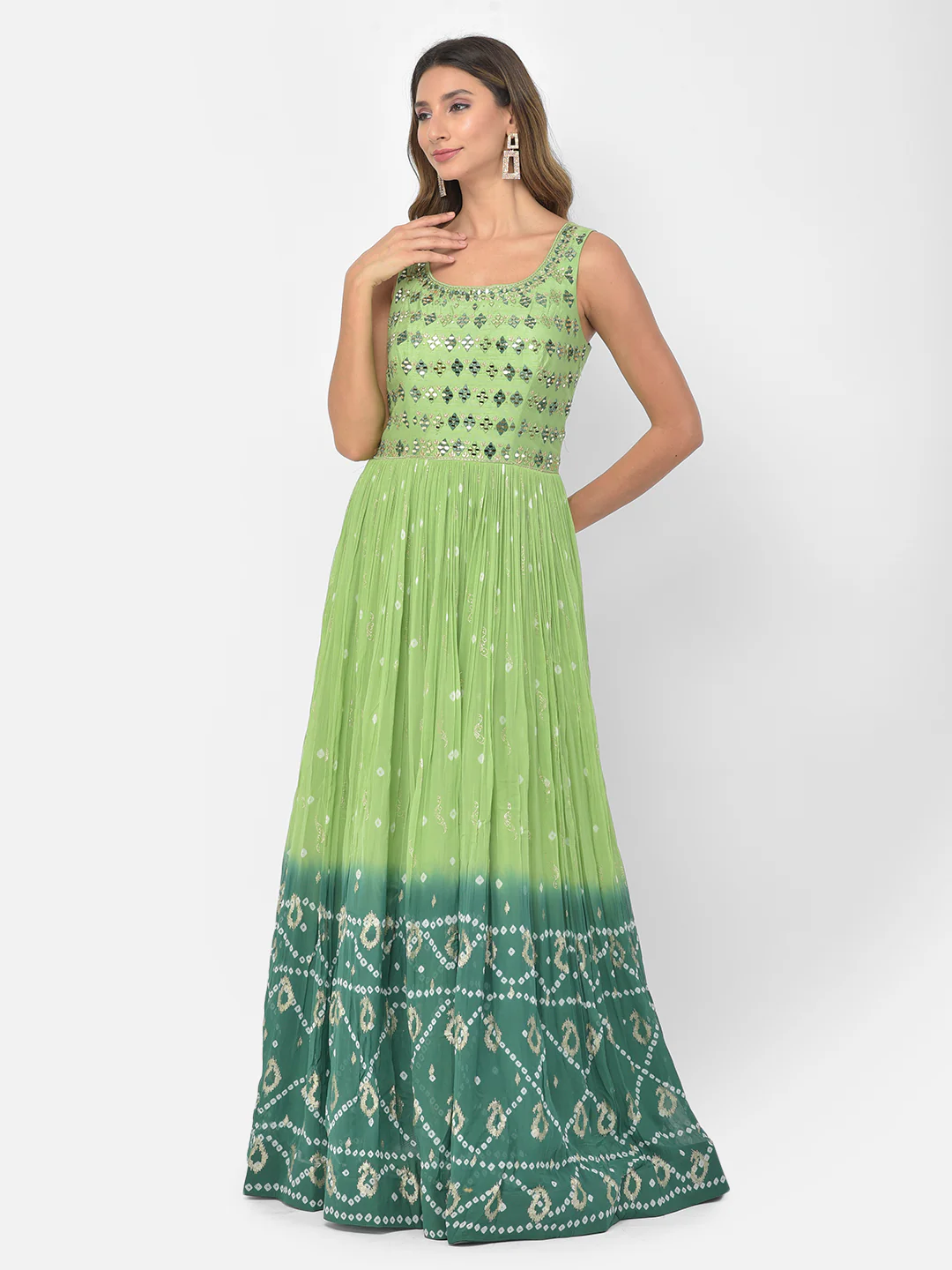 Neerus Green Color Georgette Fabric Salwar Kameez - Image 10