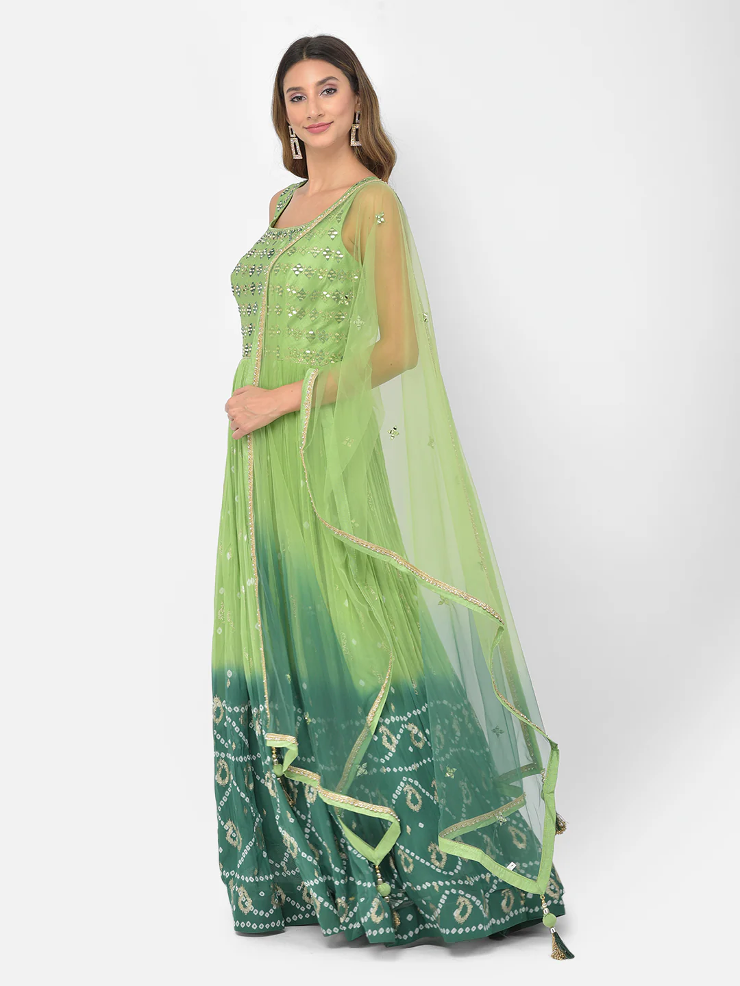Neerus Green Color Georgette Fabric Salwar Kameez - Image 11