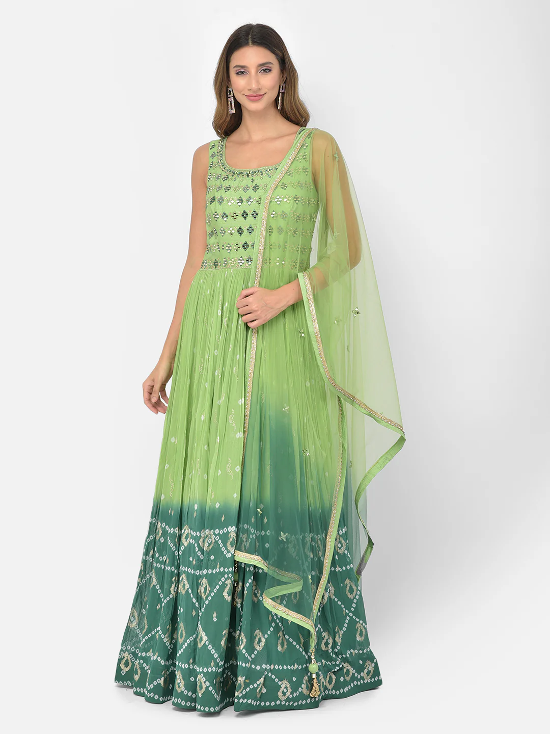 Neerus Green Color Georgette Fabric Salwar Kameez - Image 18