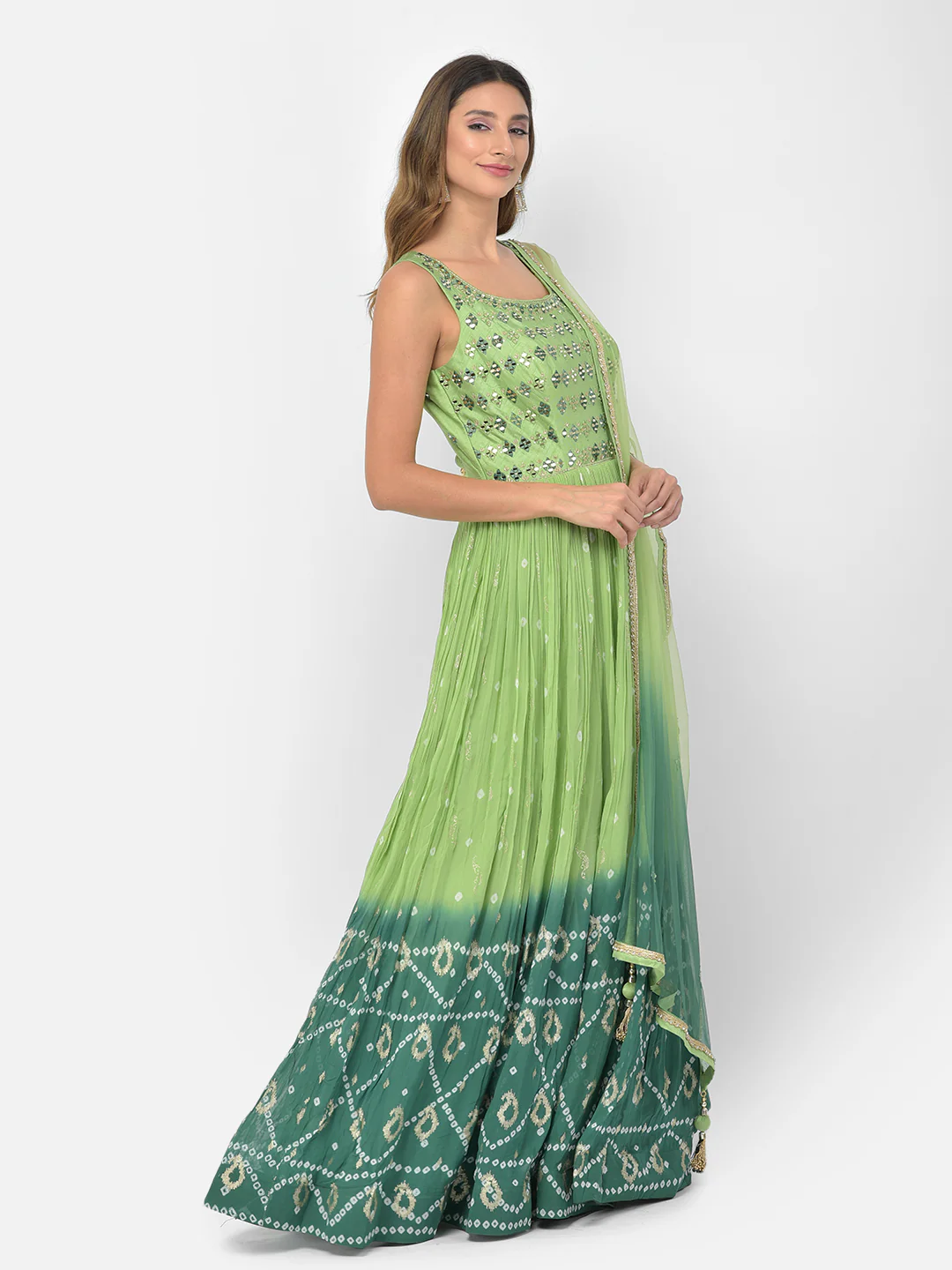 Neerus Green Color Georgette Fabric Salwar Kameez - Image 4