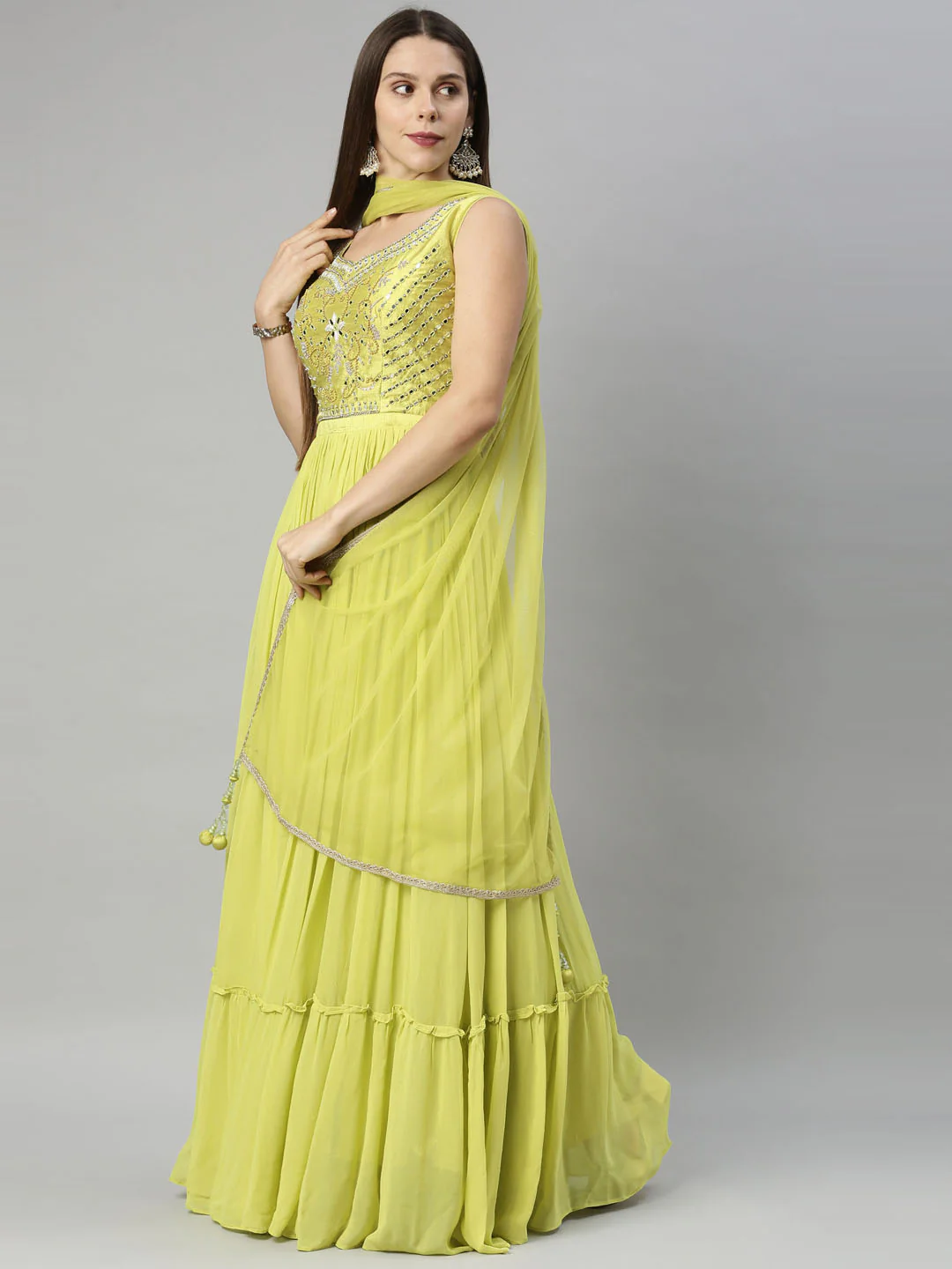 Neerus Green Color Georgette Fabric Suit-Anarkali - Image 7