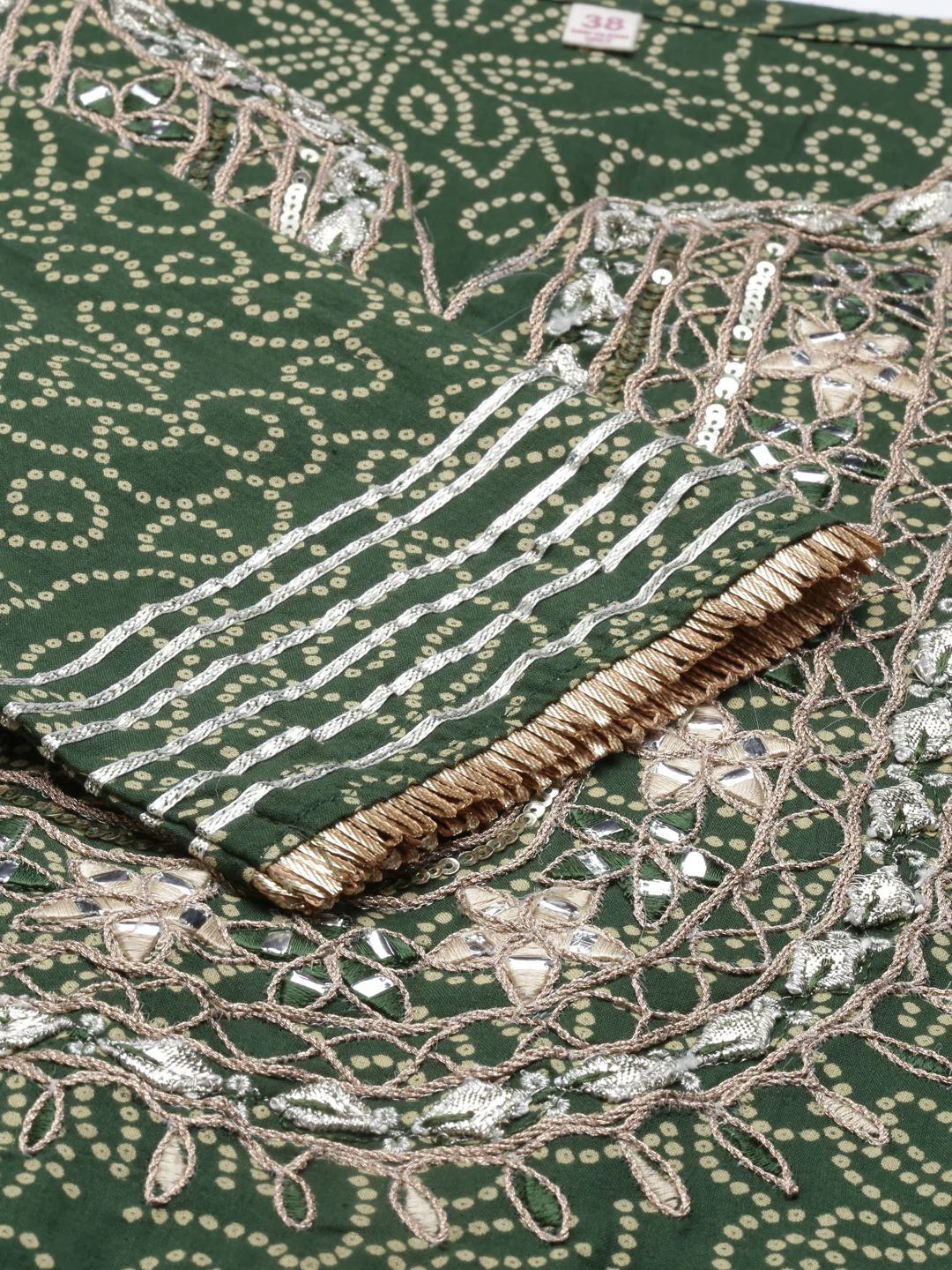 Neerus Green Color Jute Cotton Fabric Kurta Sets With Dupatta - Image 2