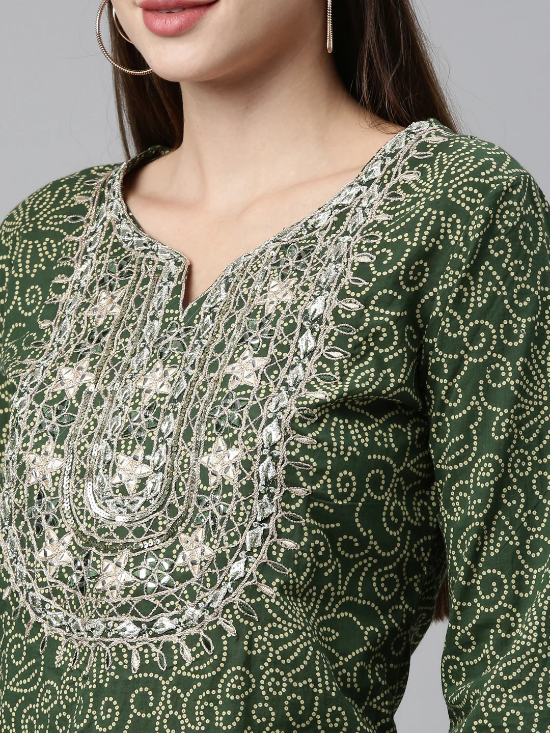 Neerus Green Color Jute Cotton Fabric Kurta Sets With Dupatta - Image 5