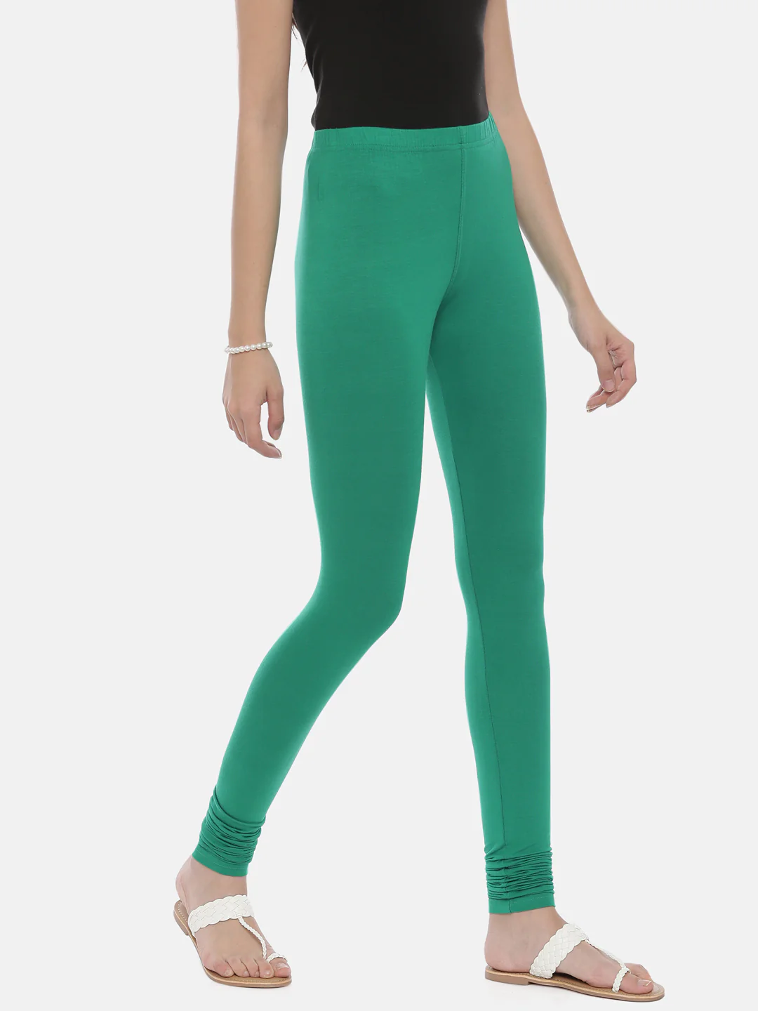 Neerus Green Color Lycra Fabric Leggings - Image 15