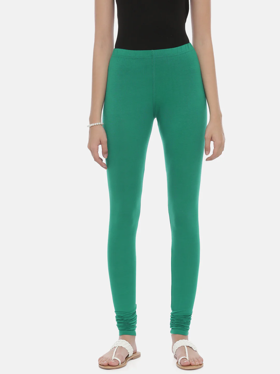 Neerus Green Color Lycra Fabric Leggings - Image 26