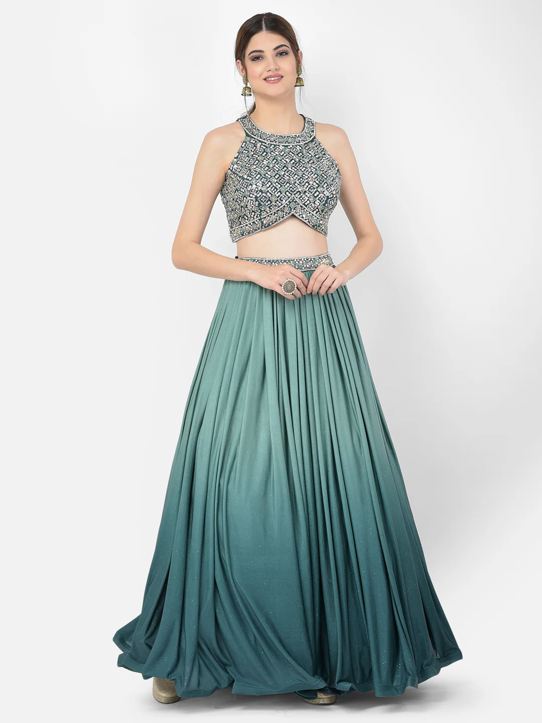 Neerus Green Color Lycra Fabric Lehenga Choli - Image 8