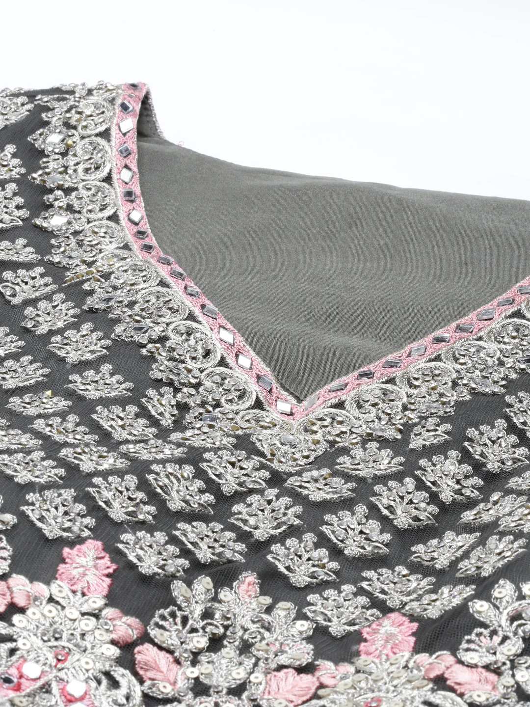 Neerus Green Color Nett Fabric Gown - Image 24