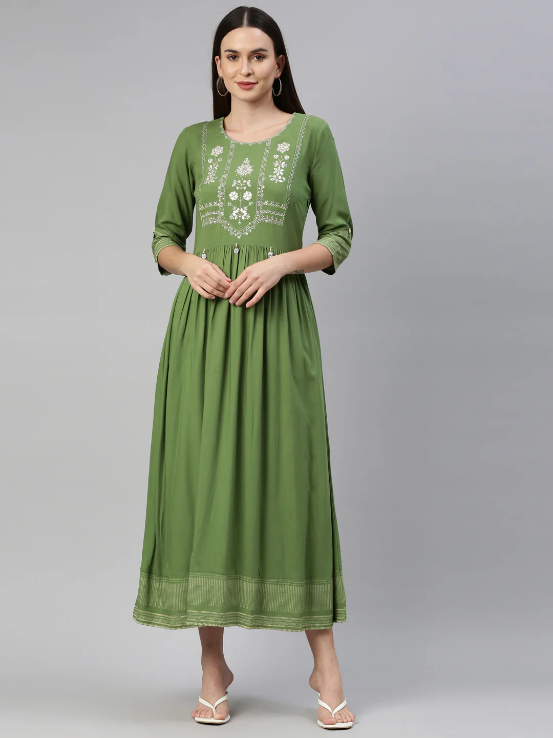 Neerus Green Color Rayon Fabric Kurta - Image 10