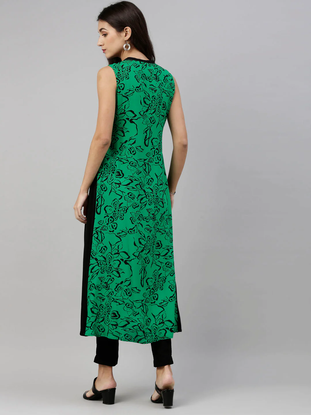 Neerus Green Color Rayon Fabric Overcoat - Image 5