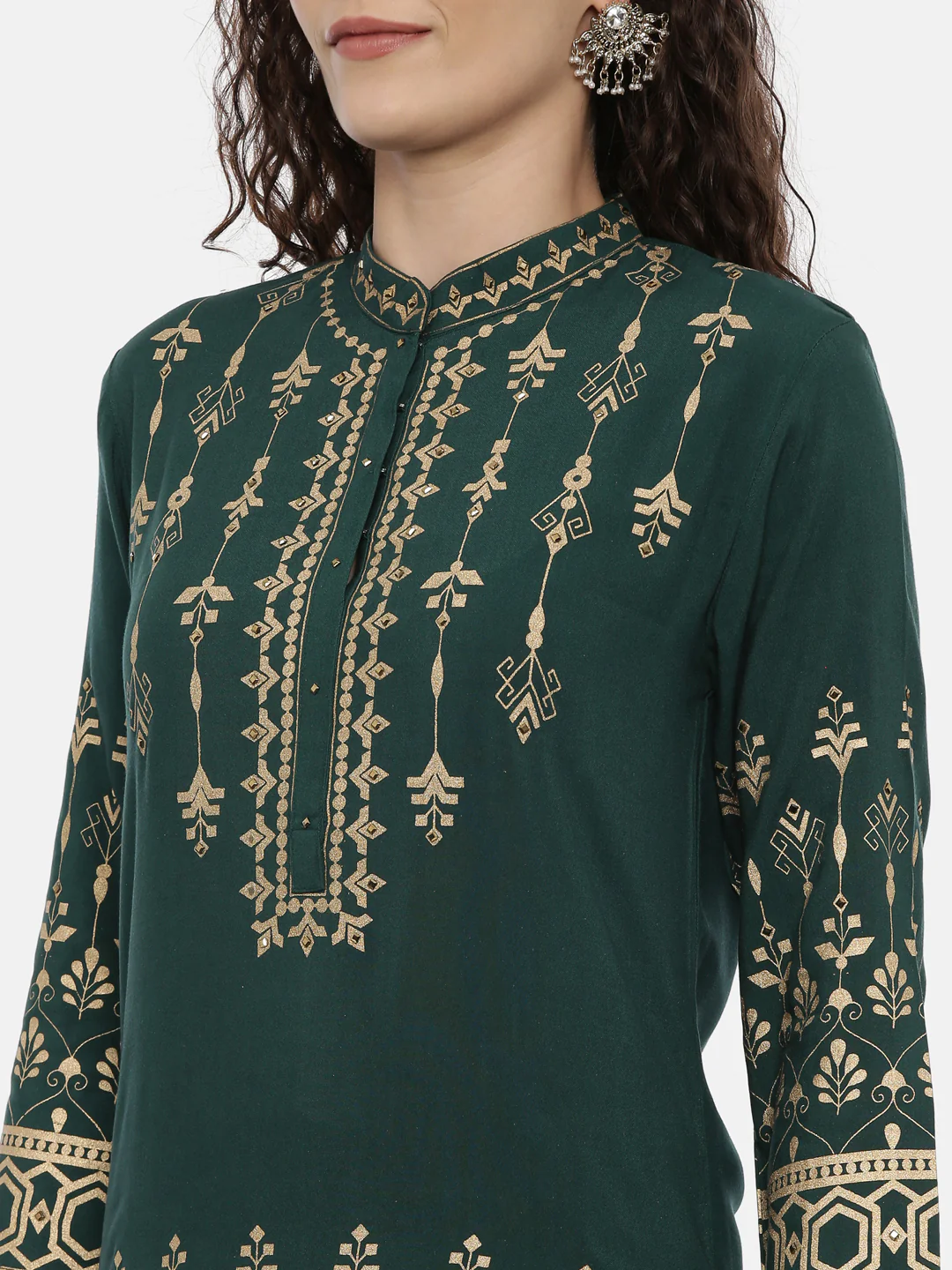 Neerus Green Color Rayon Fabric Printed Kurta - Image 2