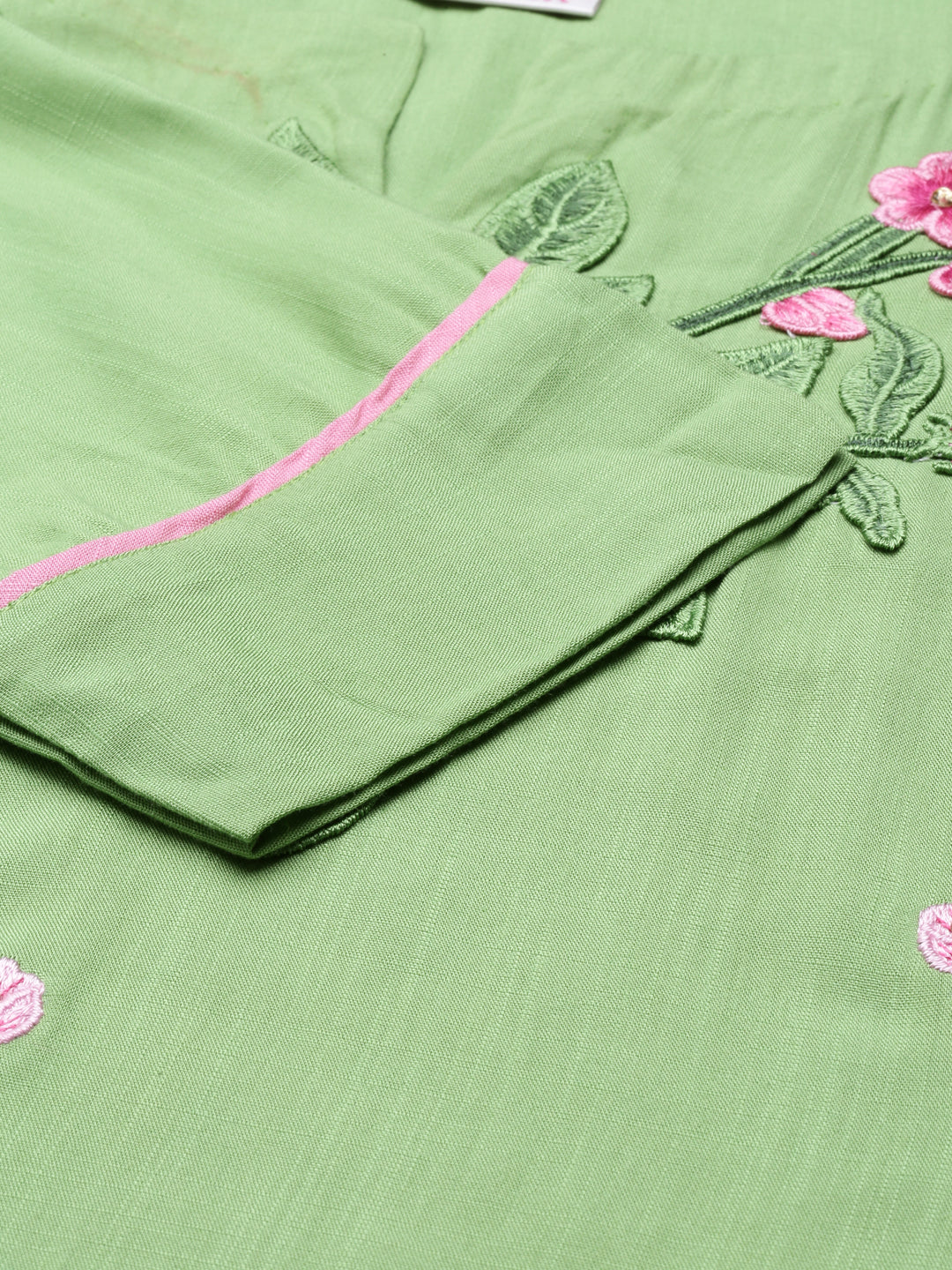 Neerus Green Color Slub Rayon Fabric Kurta - Image 6
