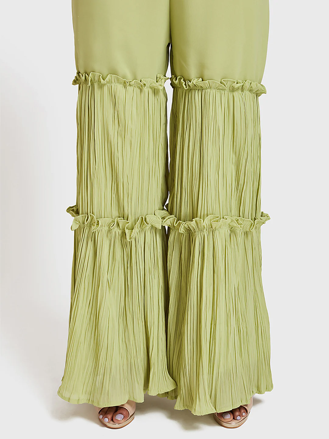 Neerus Green Embellished Kurta With Sharara & Dupatta - Image 5