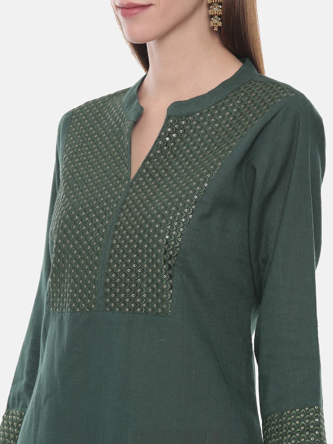 Neerus Green Embellished Straight Kurta - Image 2