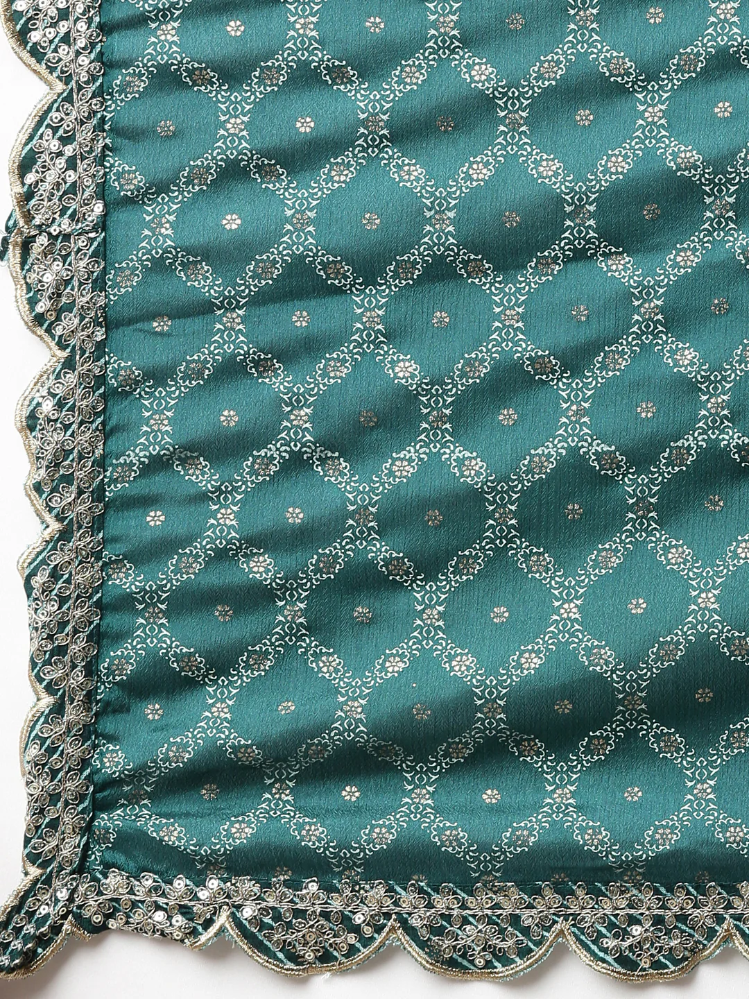 Neerus Green Pleated Straight Embroidered Readymade suits - Image 7