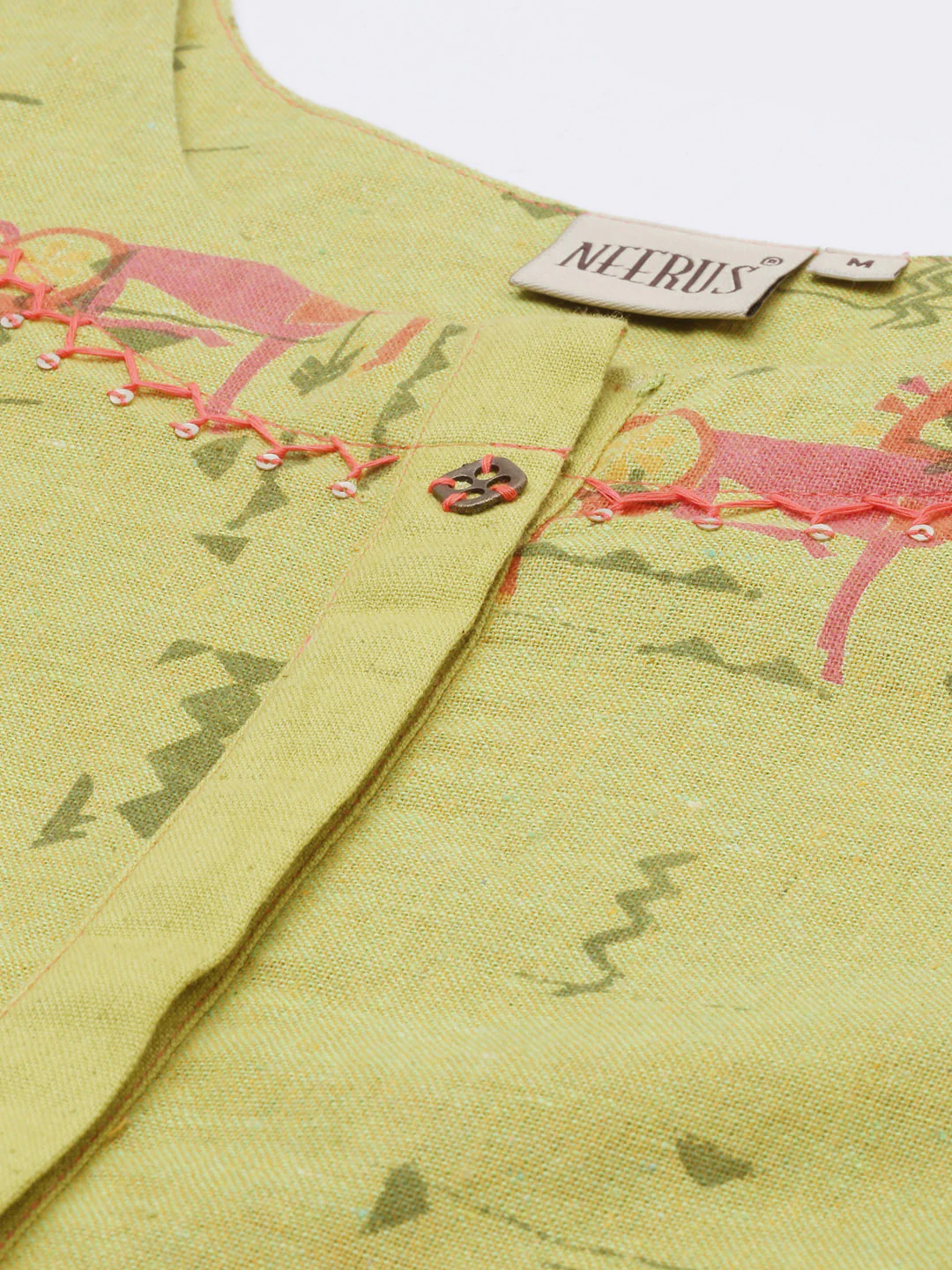 Neerus Green Printed High Low Kurta - Image 3