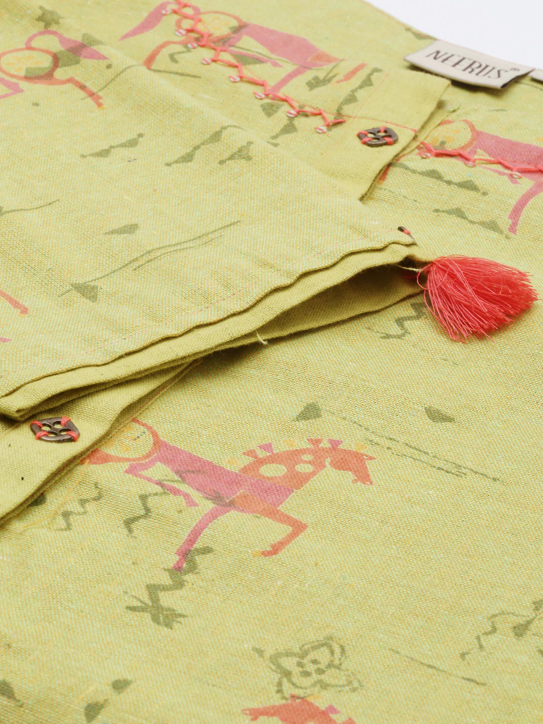 Neerus Green Printed High Low Kurta - Image 4