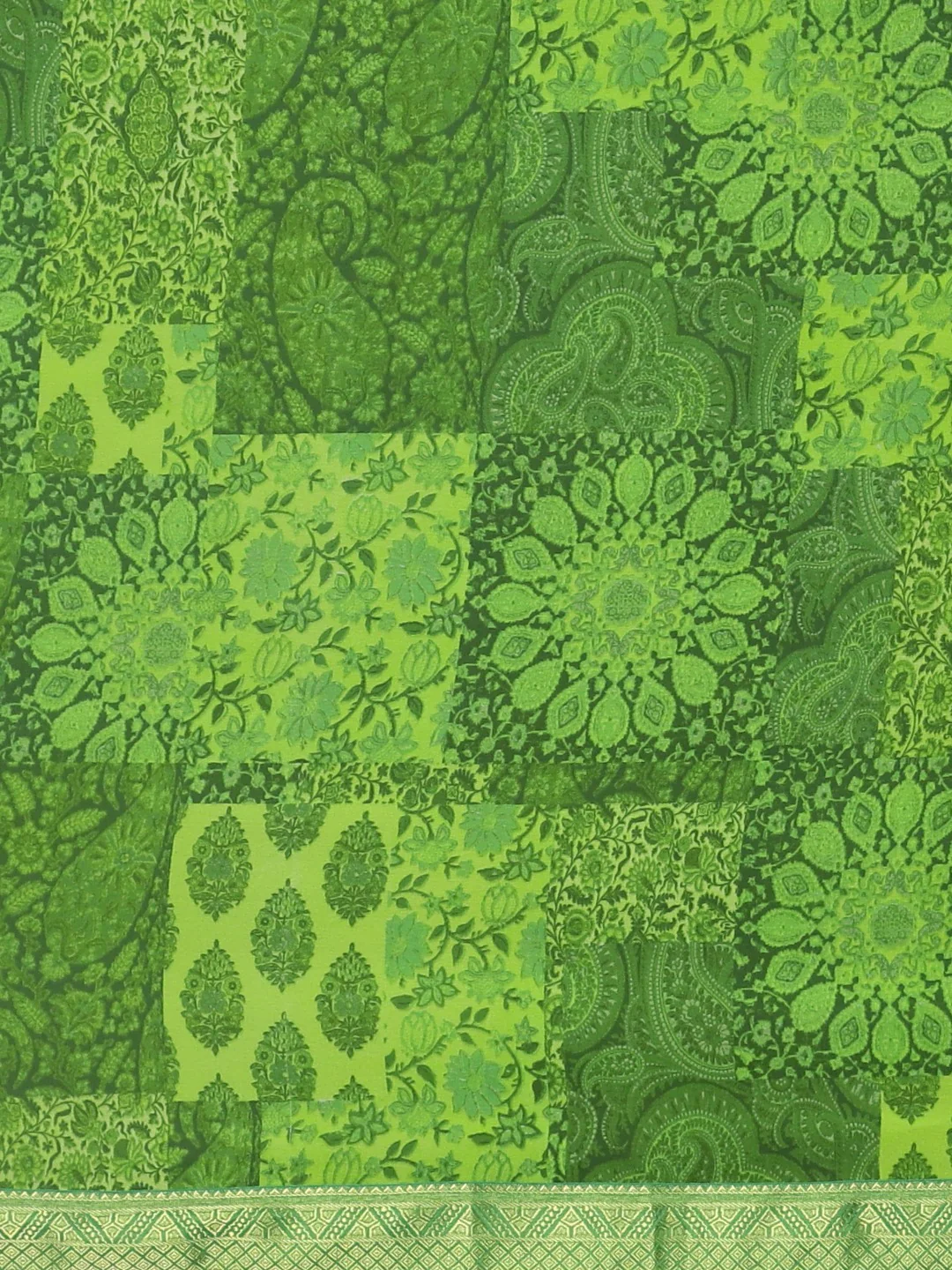 Neerus Green Printed Saree With Blouse - Image 3
