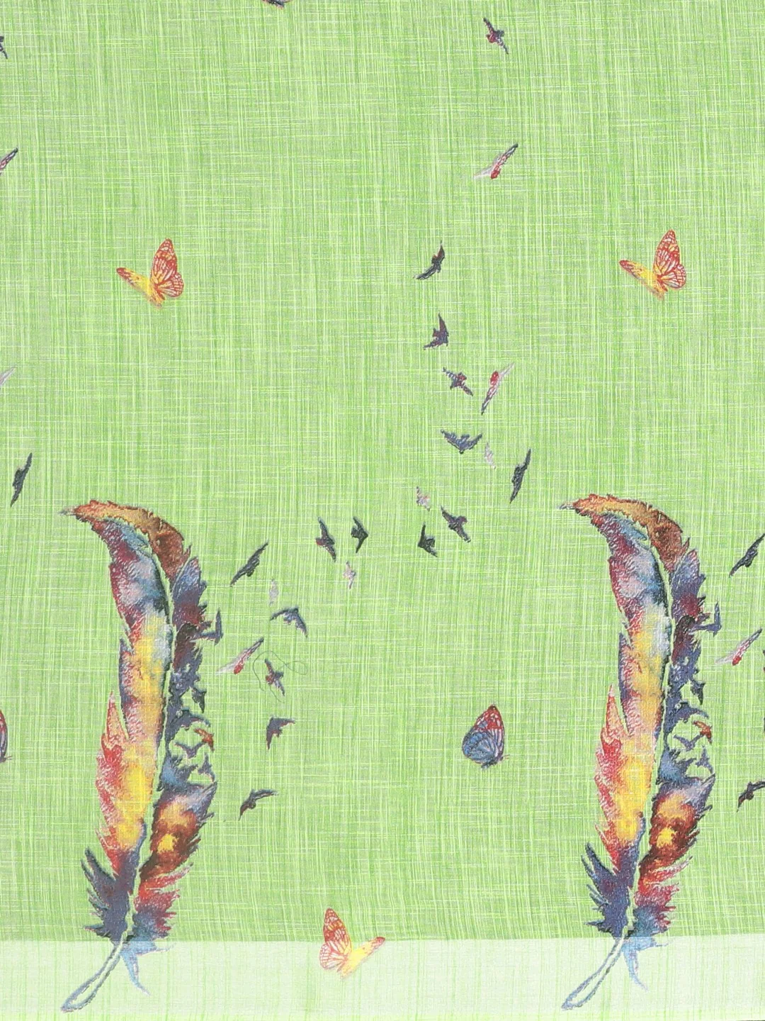 Neerus Green Printed Saree With Blouse - Image 3